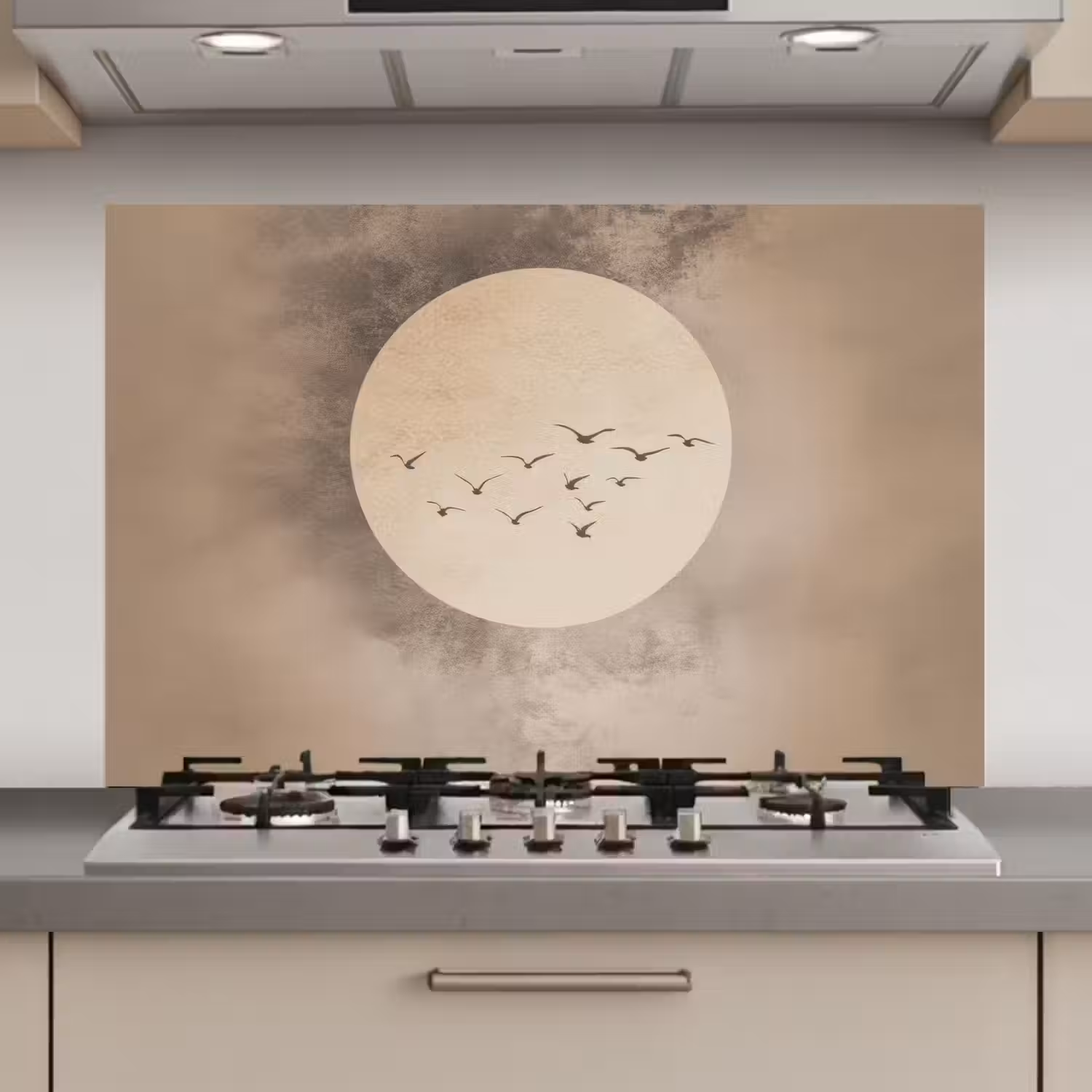 Vogel - Beige - Japandi keuken achterwand spatscherm klein -3d_website