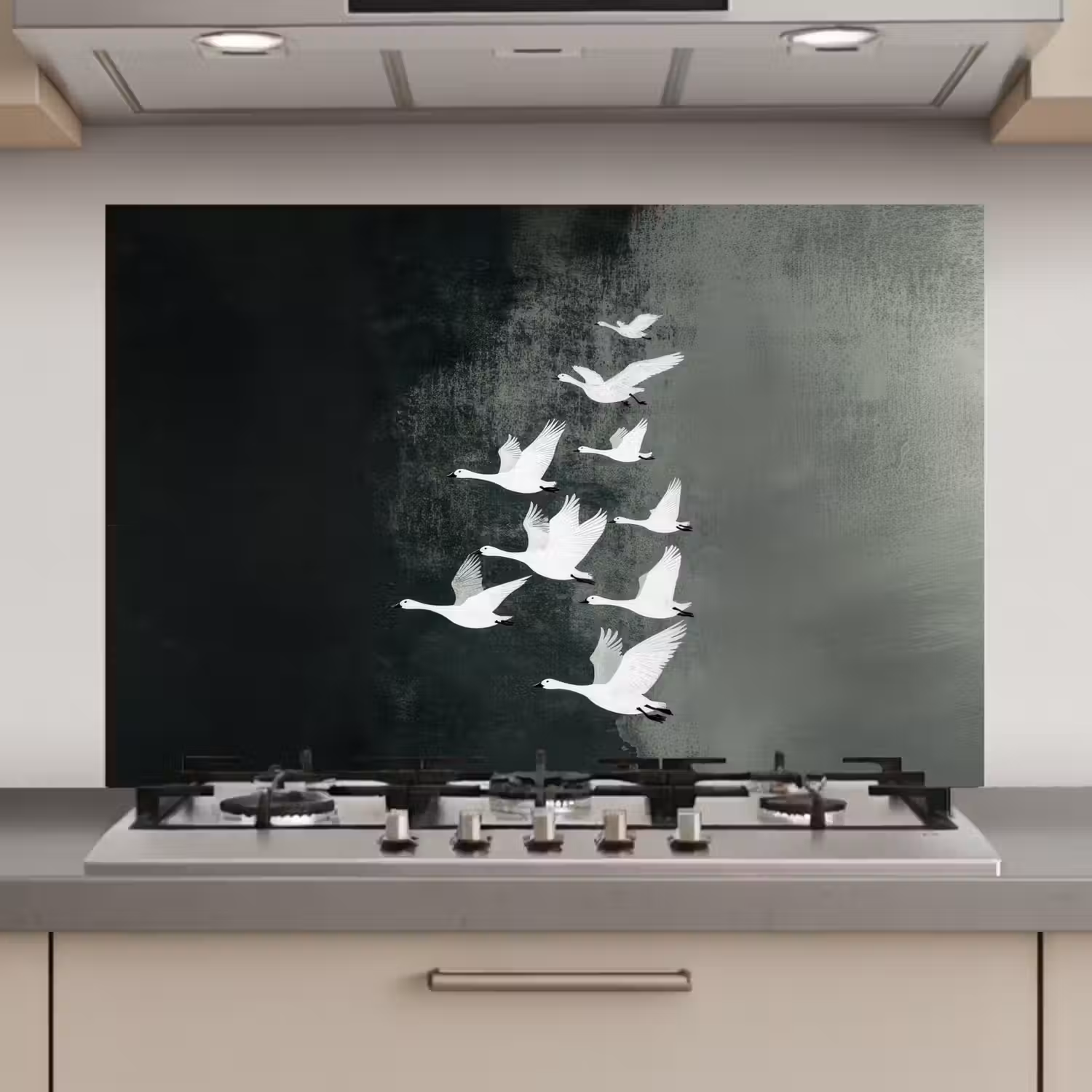 Vogel - Japandi - Groen keuken achterwand spatscherm klein -3d_website
