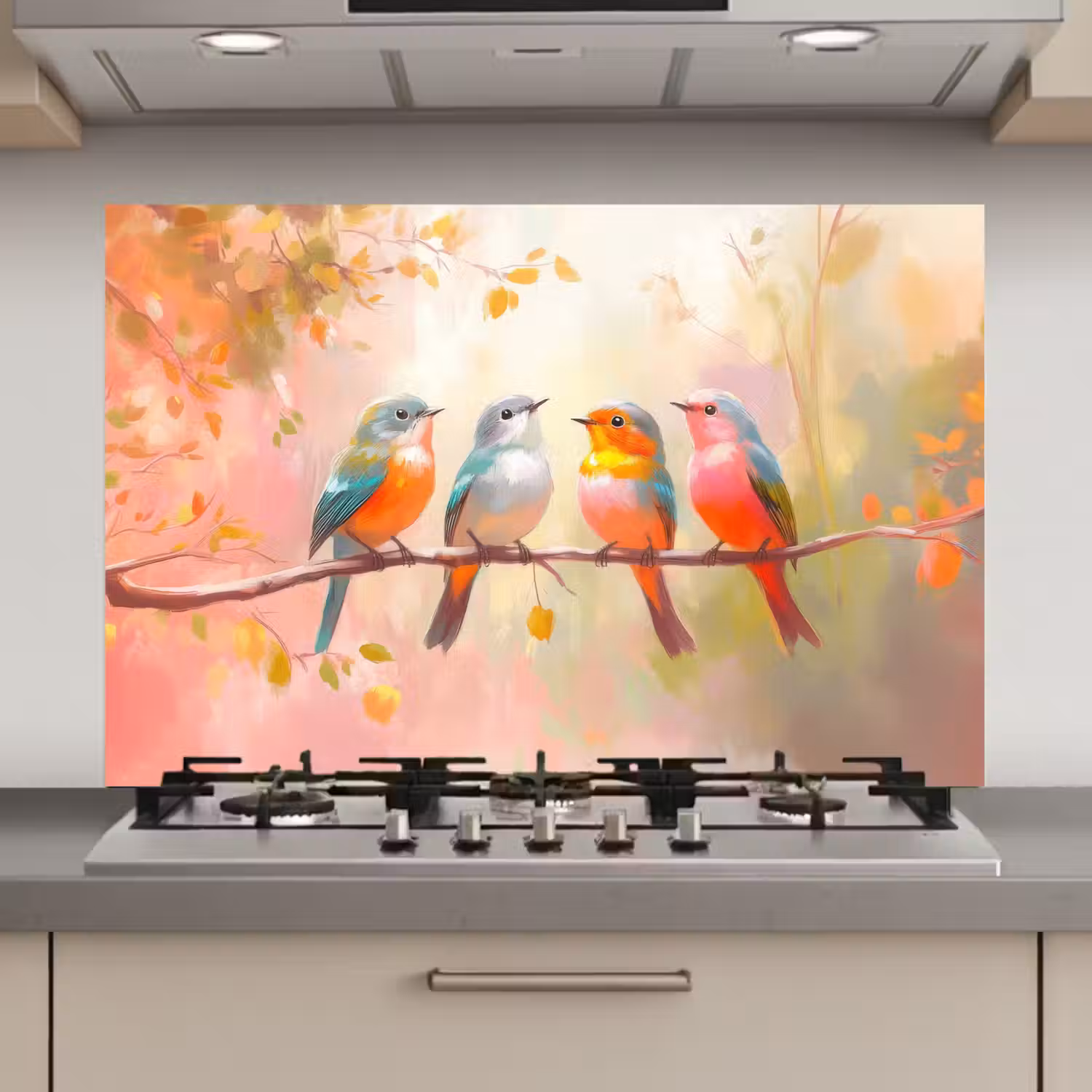 Vogels - Kleurrijk - Tak keuken achterwand spatscherm klein -3d_website