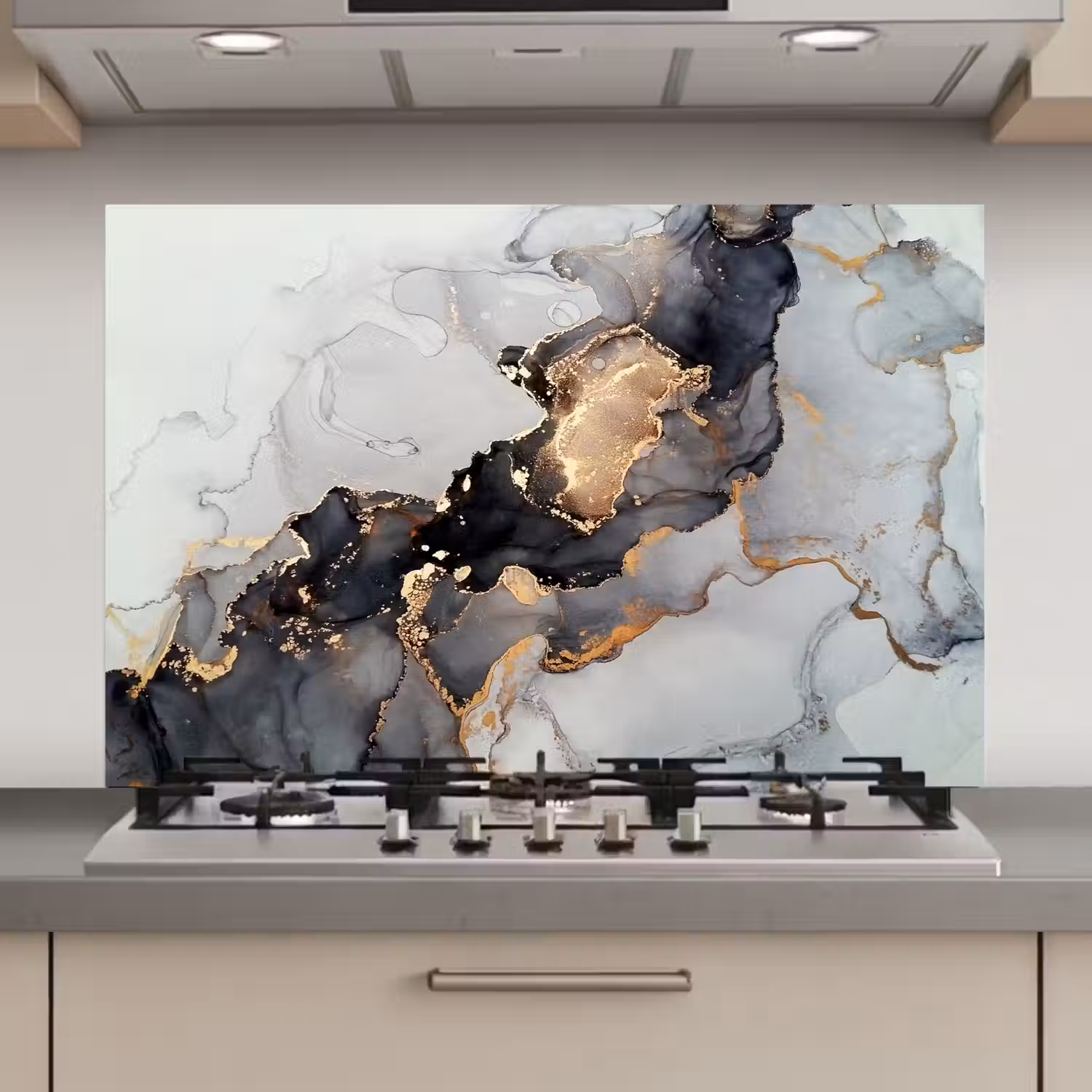 Zwart - Marmer - Luxe - Goud keuken achterwand spatscherm klein -3d_website