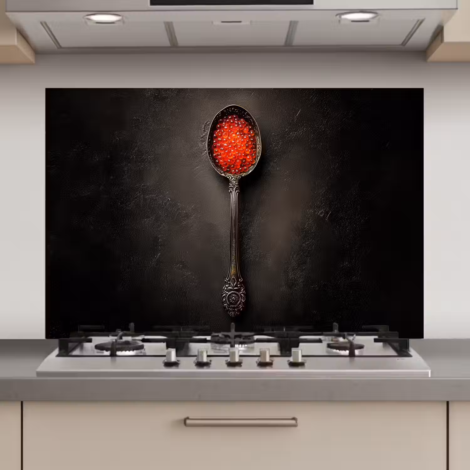 Zwart - Lepel - Caviar keuken achterwand spatscherm klein -3d_website