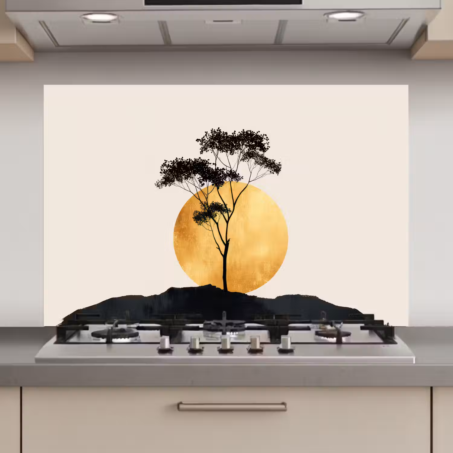 Zwarte boom - Gouden cirkel - Heuvel keuken achterwand spatscherm klein -3d_website