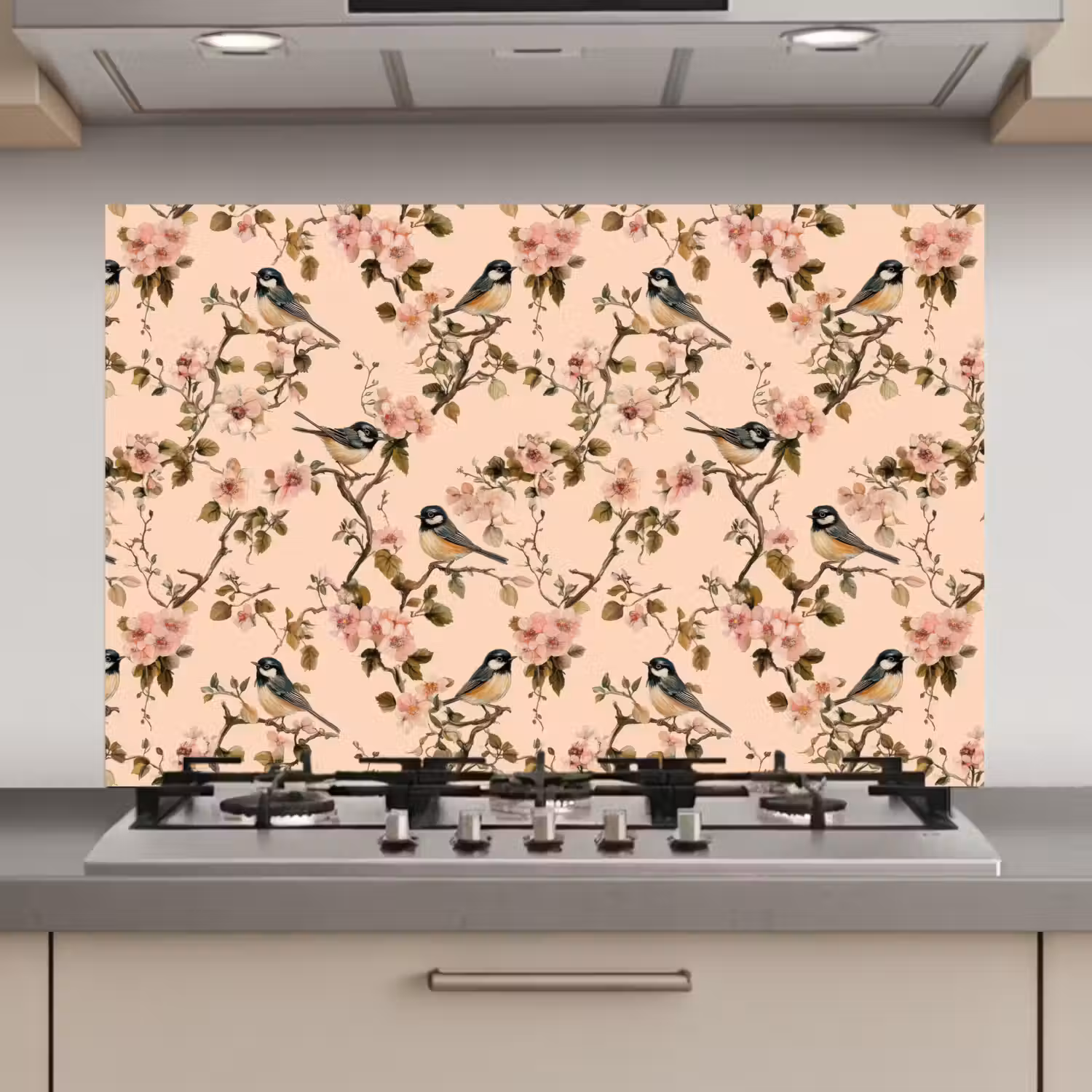 Bloesem - Koolmees - Roze keuken achterwand spatscherm klein 900 -3d_website