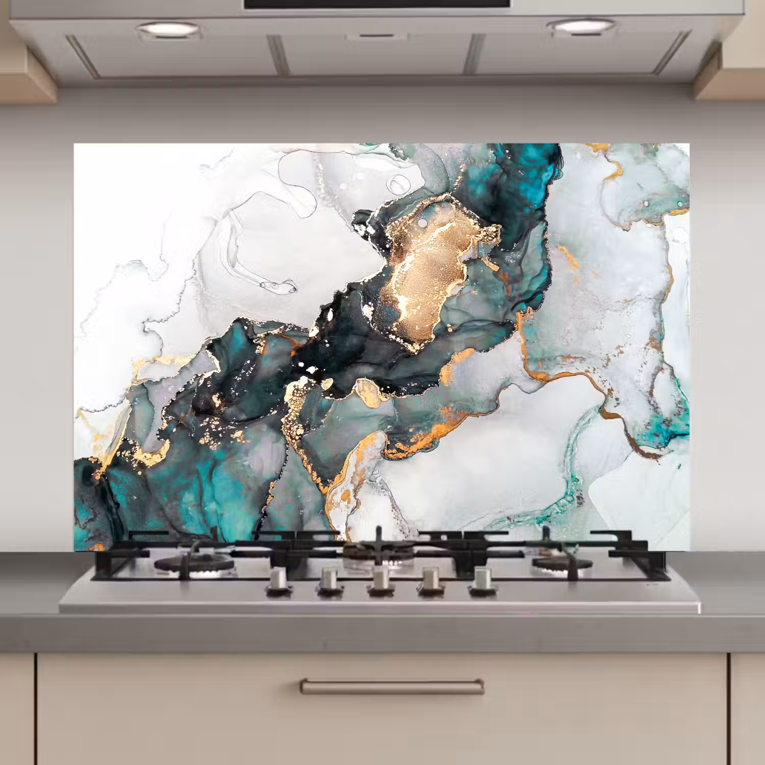 Blauw - Marmer - Goud keuken achterwand spatscherm klein -3d_website