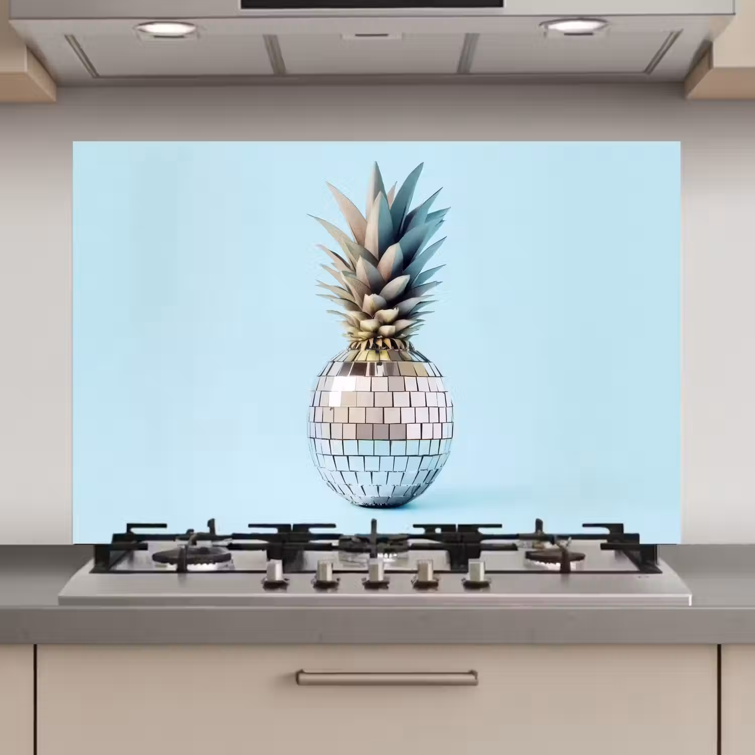 Blauw - Ananas - Disco - Discobal keuken achterwand spatscherm klein -3d_website
