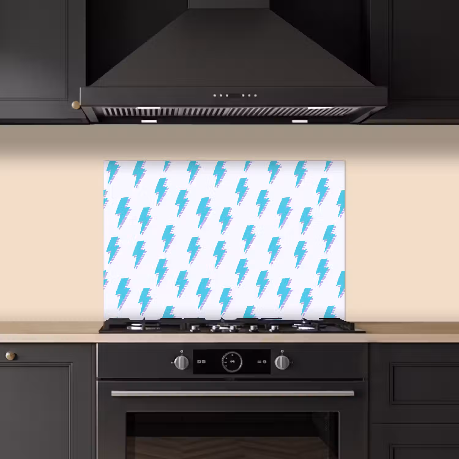 Blauw - Paars - Bliksem keuken achterwand spatscherm klein 900 -sfeer1