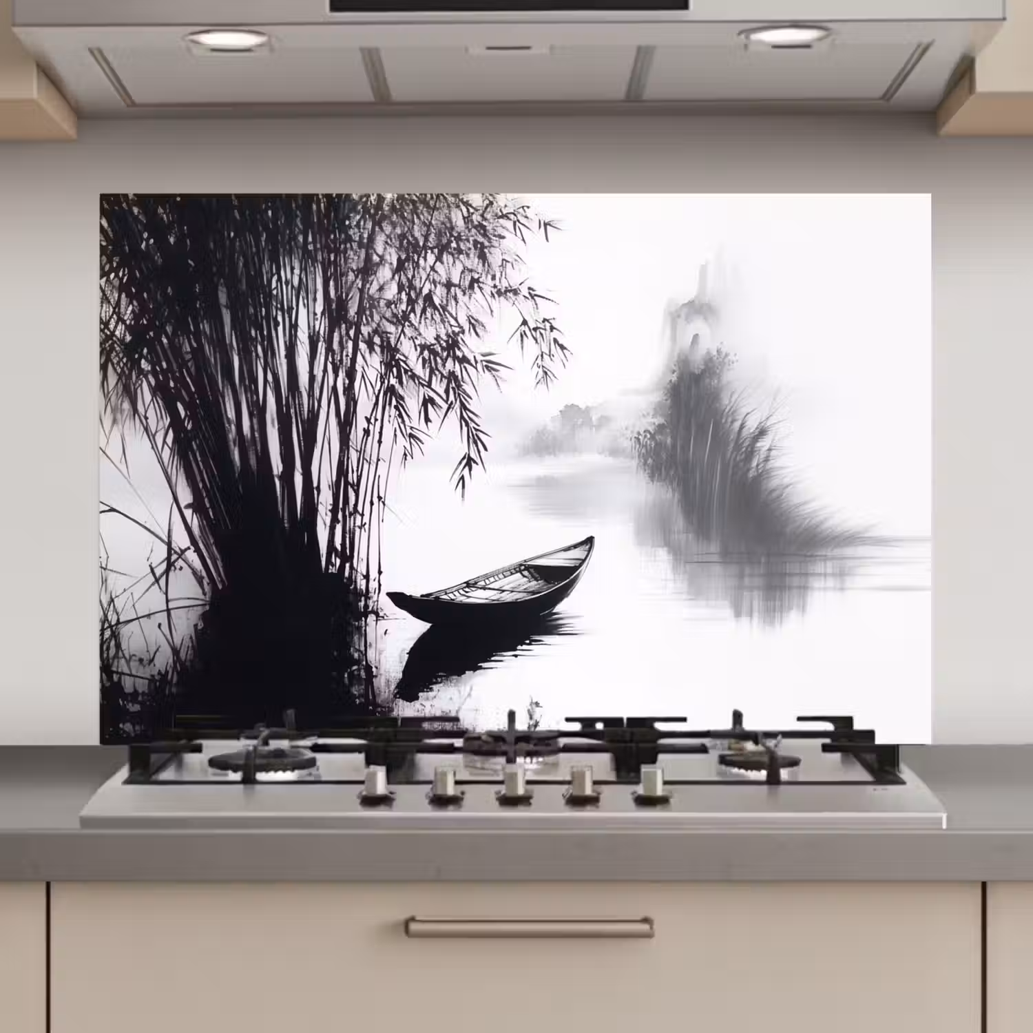 Boot - Rivier - Bamboe - Wit keuken achterwand spatscherm klein -3d_website