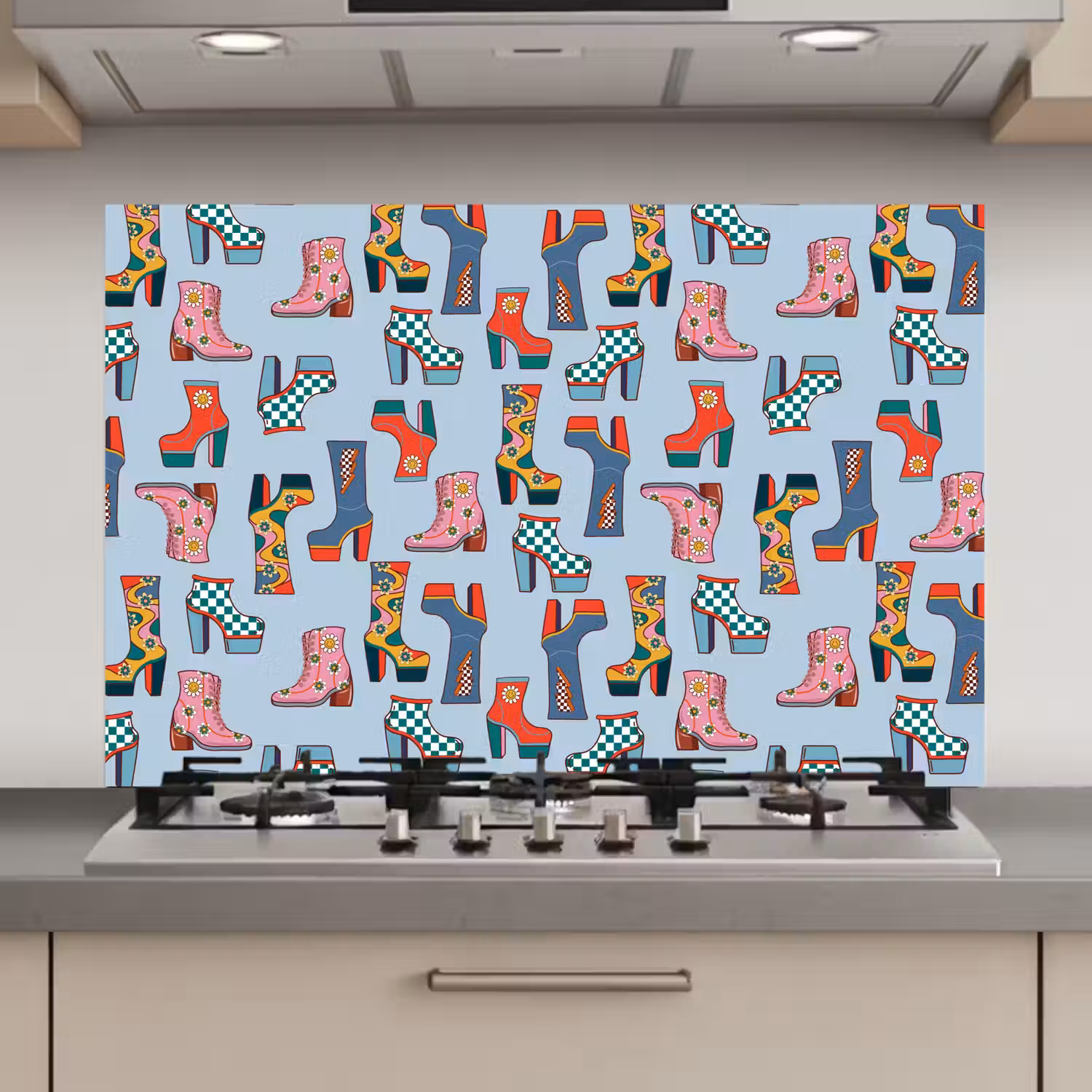 Laarzen - Patroon - Disco keuken achterwand spatscherm klein 900 -3d_website