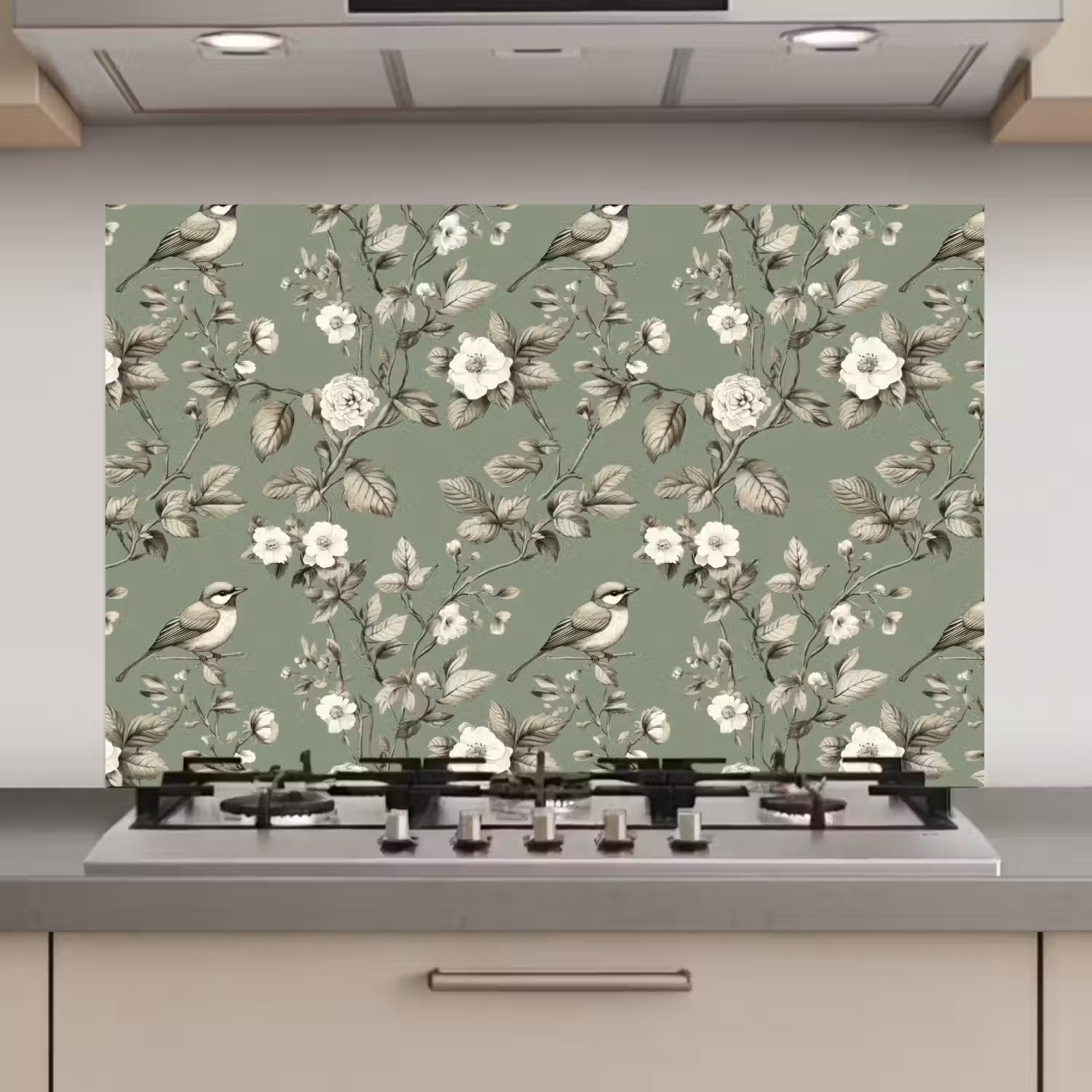 Botanisch - Vogels - Groen keuken achterwand spatscherm klein 900 -3d_website