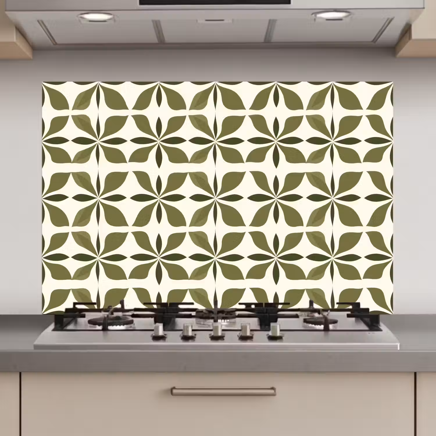 Botanisch - Retro - Groen keuken achterwand spatscherm klein 900 -3d_website