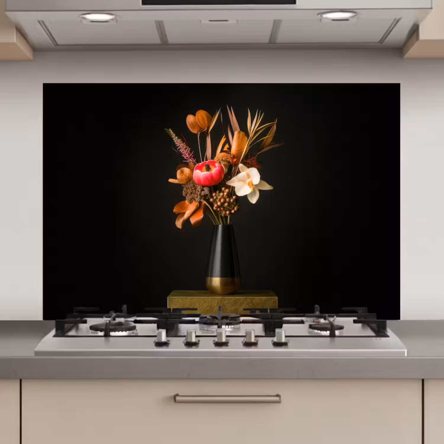Boeket - Oranje - Gouden - vaas keuken achterwand spatscherm klein -3d_website