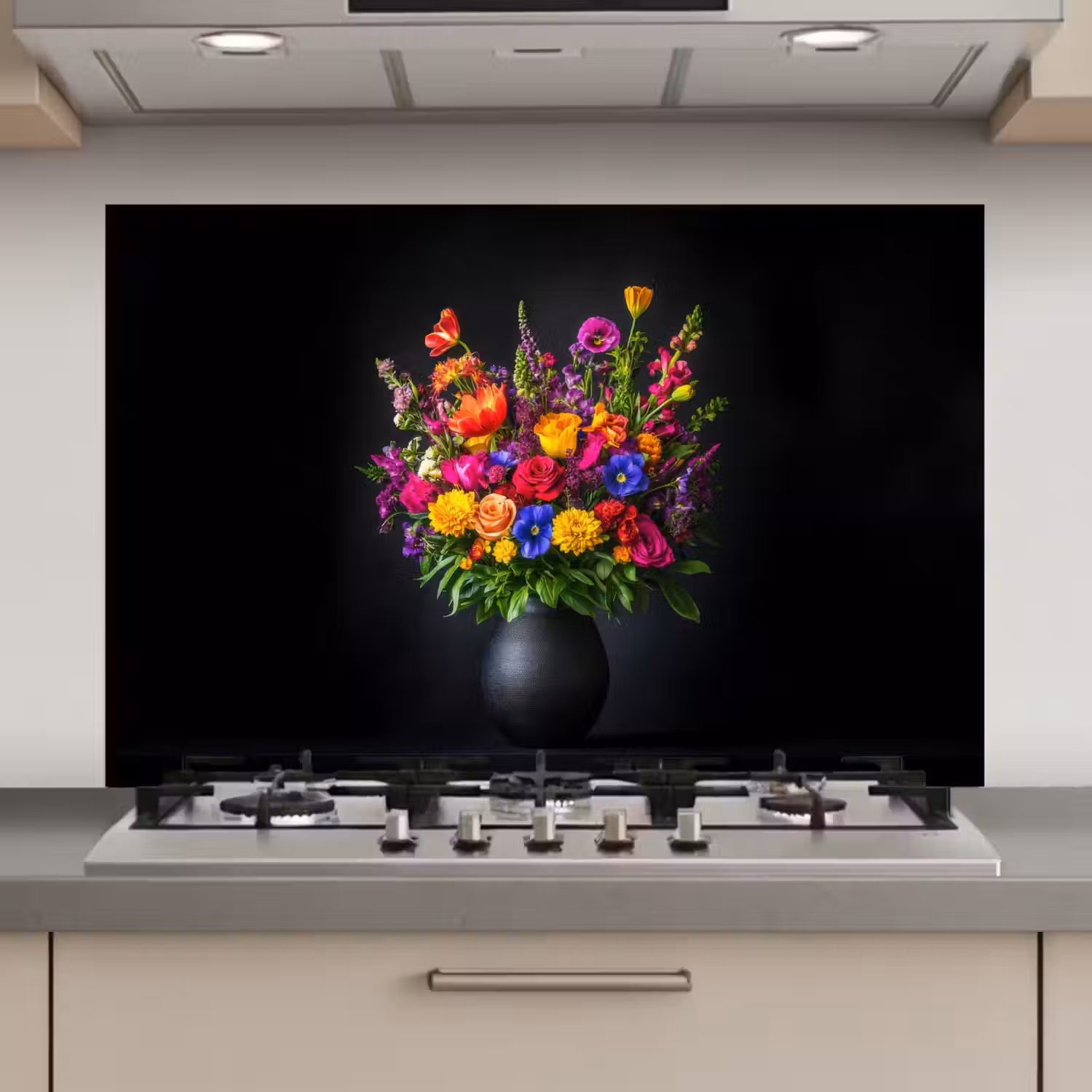 Felgekleurd - Bloemen - Vaas keuken achterwand spatscherm klein -3d_website