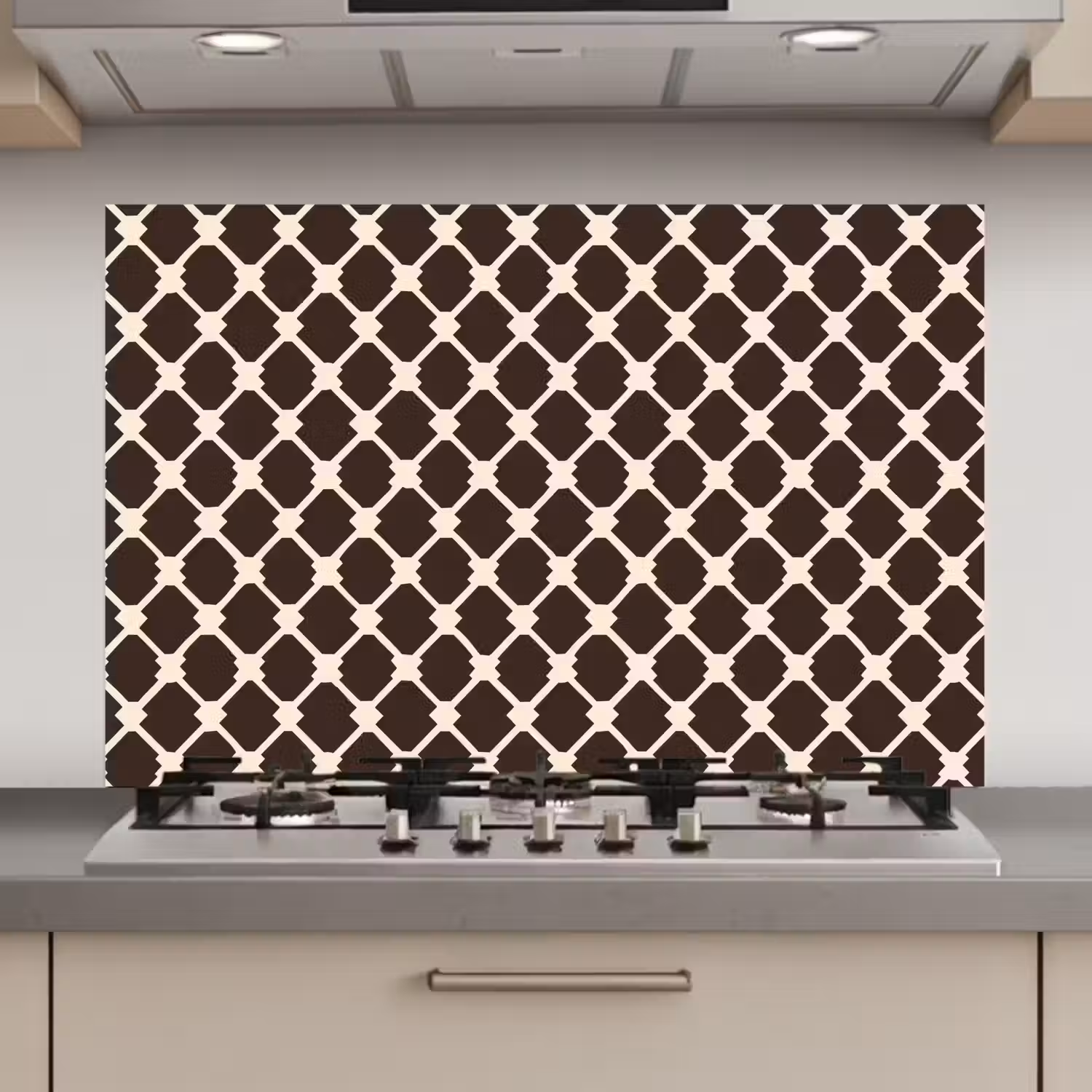 Bruin - Ruitpatroon - Geometrisch keuken achterwand spatscherm klein 900 -3d_website