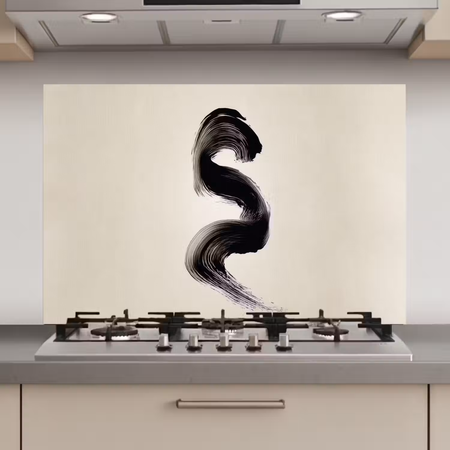 Penseelstreek - Zwart - Minimalistisch keuken achterwand spatscherm klein -3d_website