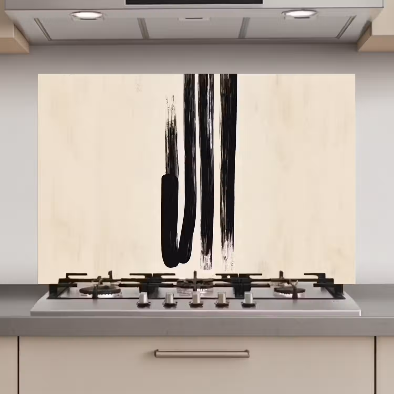 Penseelstreken - Verticaal - Zwart keuken achterwand spatscherm klein -3d_website