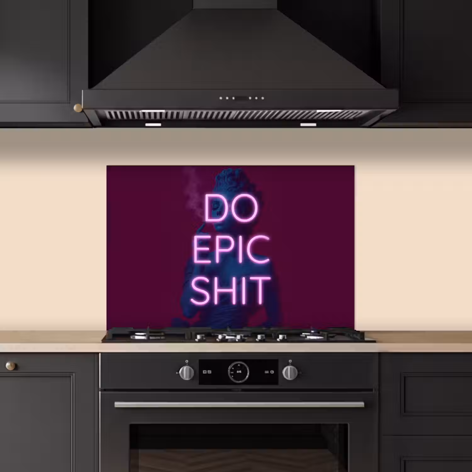 Buste - Neon - LED - Letters keuken achterwand spatscherm klein -sfeer1