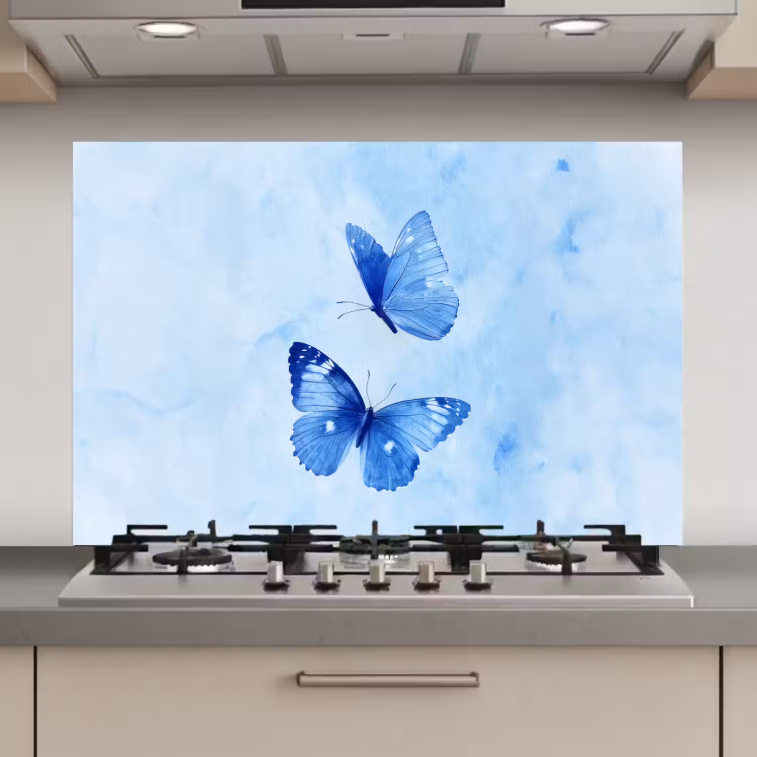 Vlinders - Sierlijk - Blauw keuken achterwand spatscherm klein -3d_website