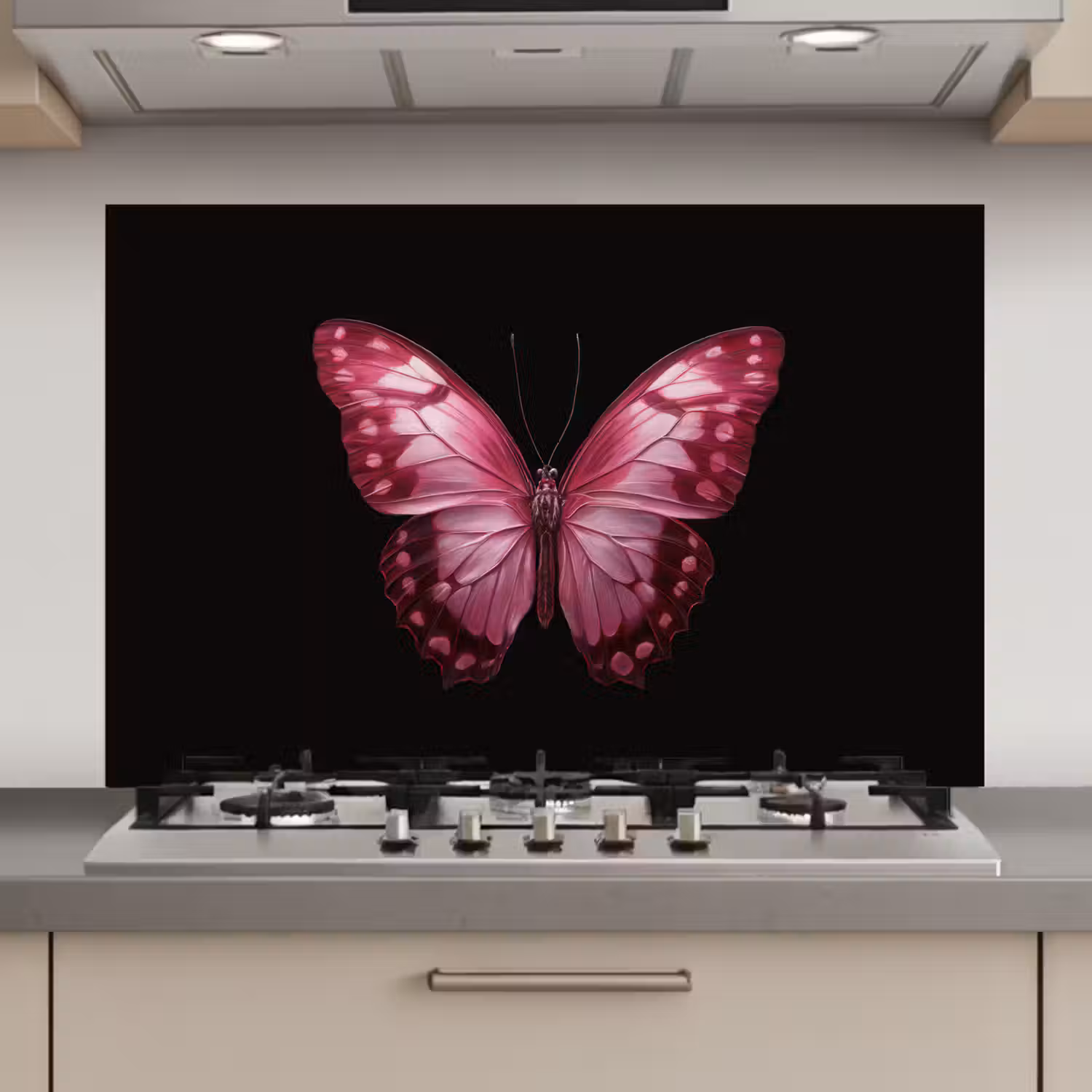 Vlinder - Fuchsia - Grafisch keuken achterwand spatscherm klein -3d_website