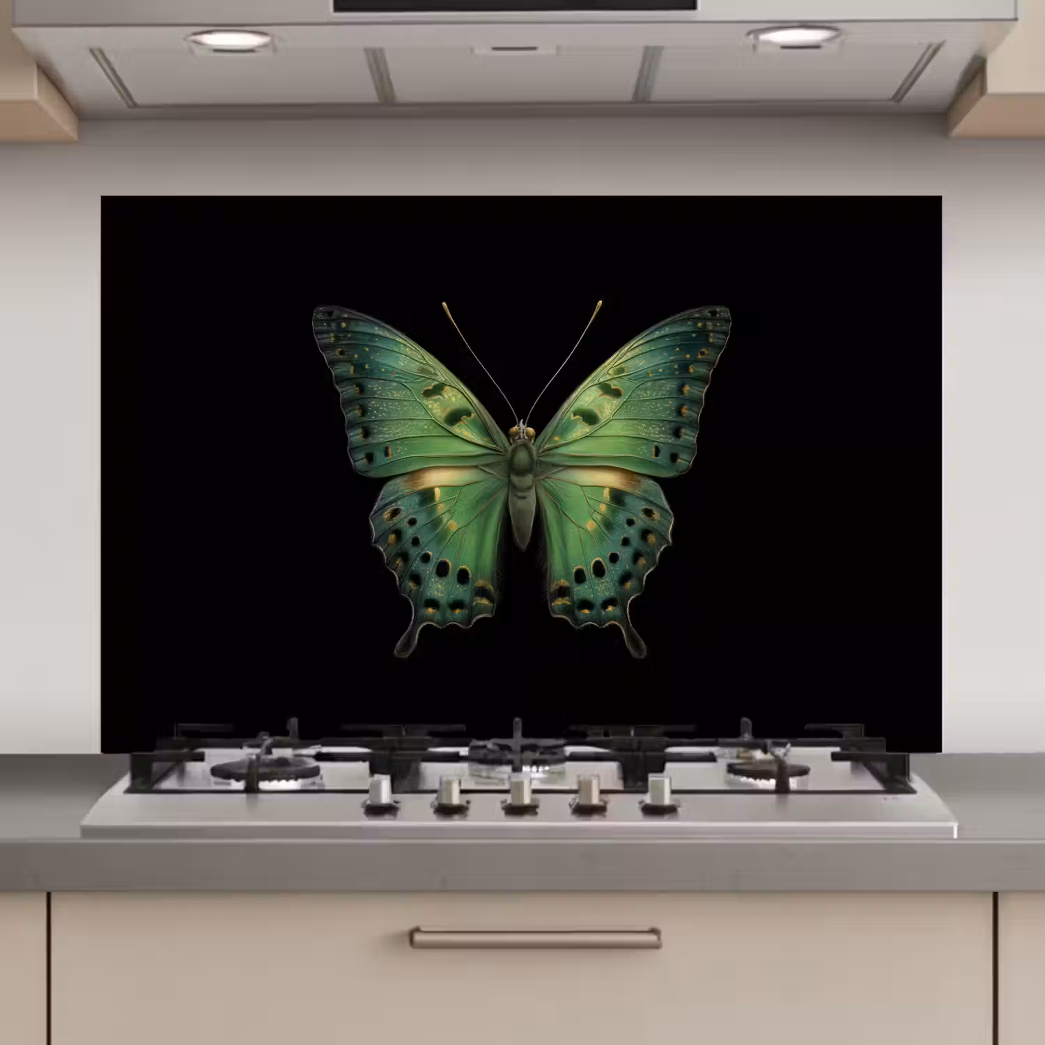 Vlinder - Groen - Diepte keuken achterwand spatscherm klein -3d_website