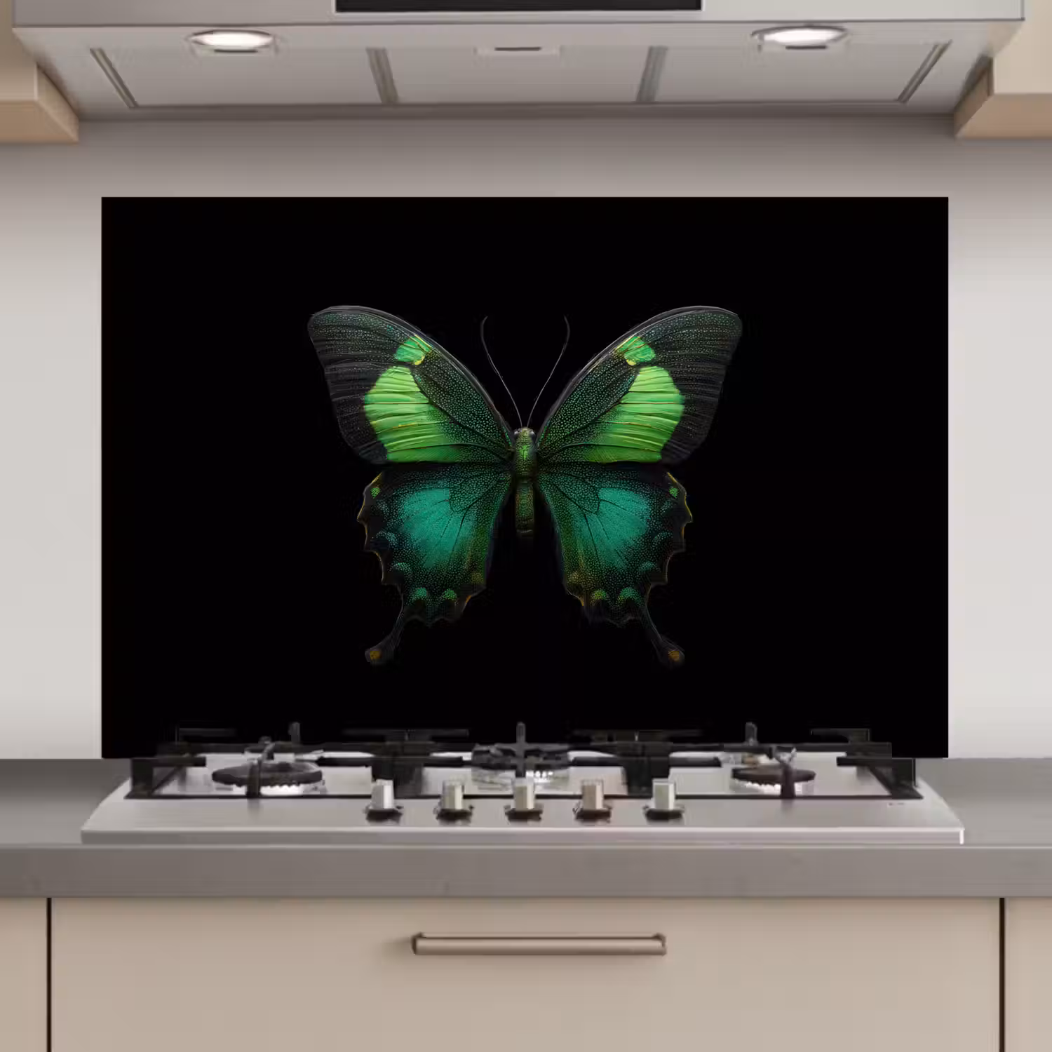Vlinder - Groen - Opvallend keuken achterwand spatscherm klein -3d_website