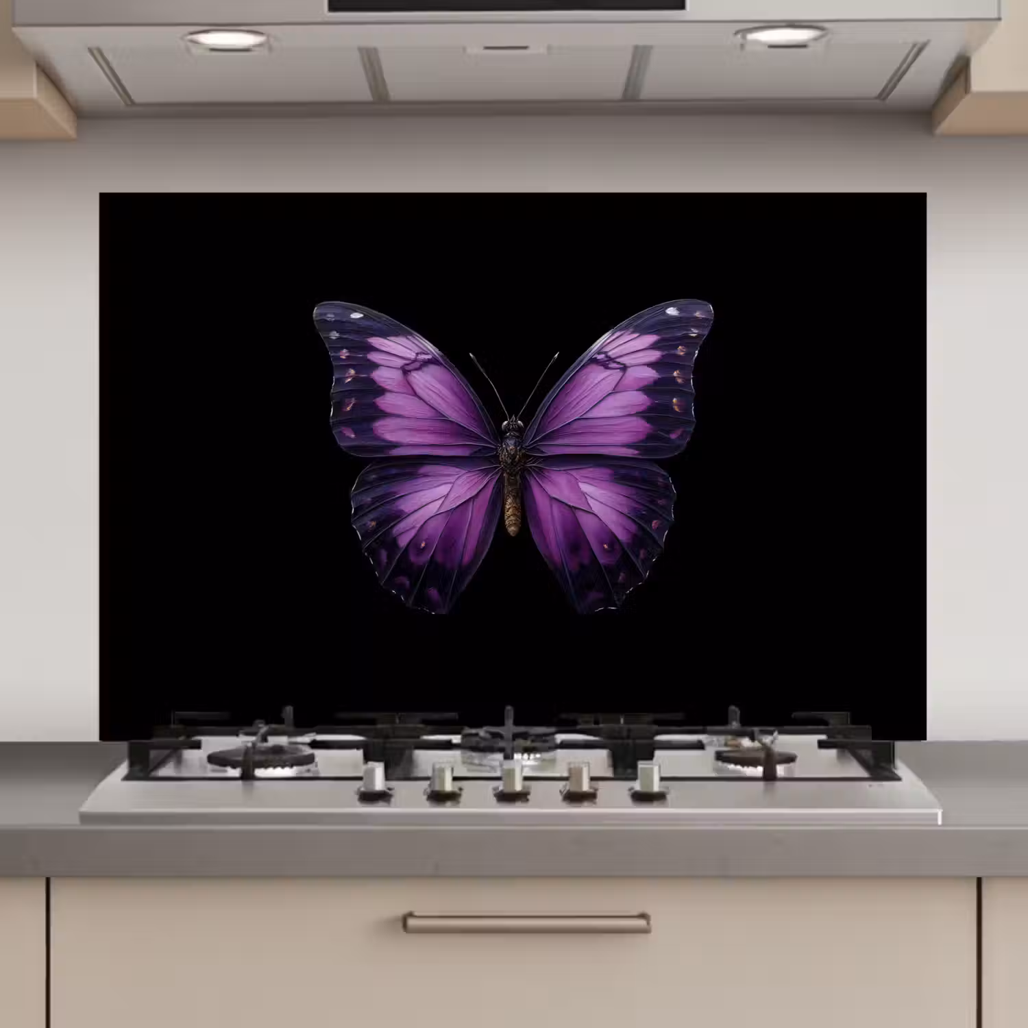 Vlinder - Paars - Levendig keuken achterwand spatscherm klein -3d_website