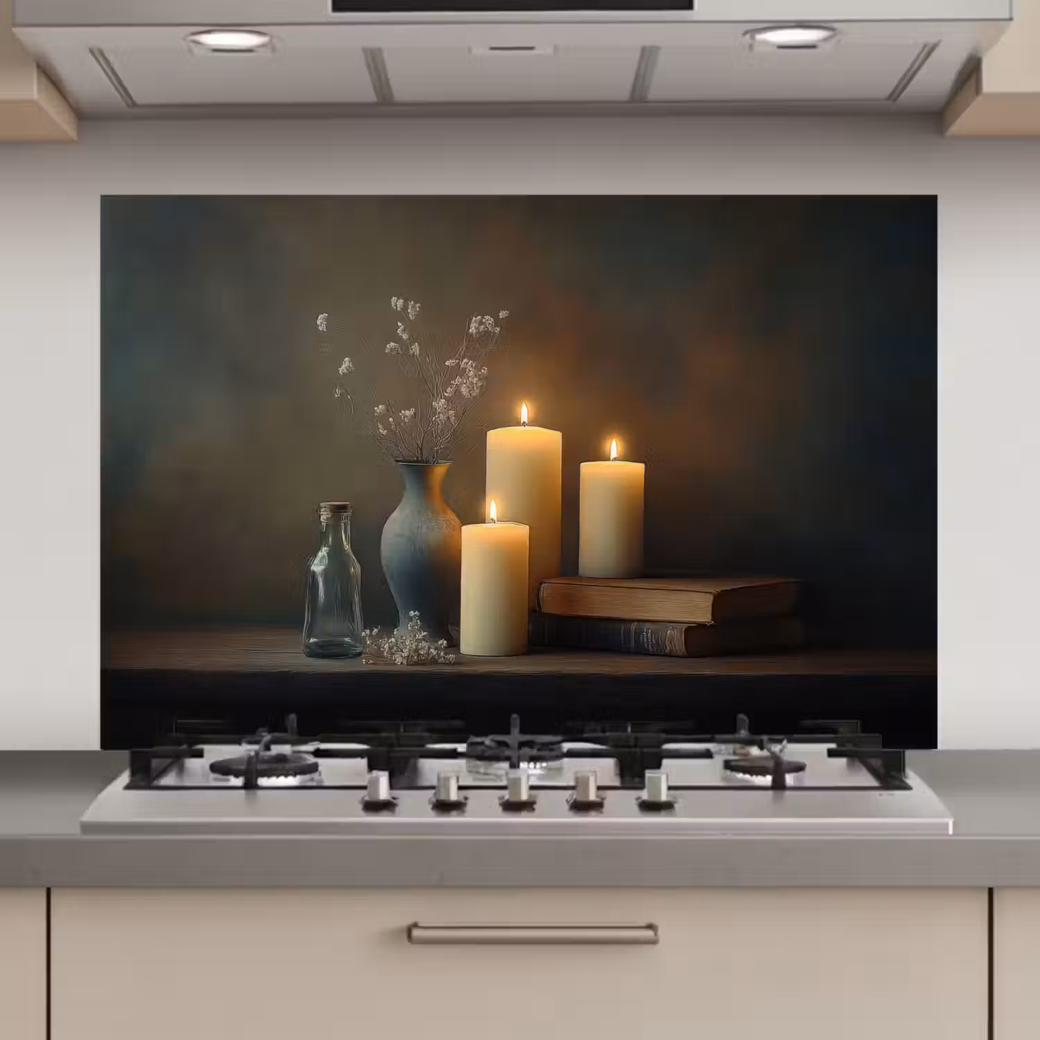 Kaarsen - Stilleven - Rustiek - Boeken keuken achterwand spatscherm klein -3d_website