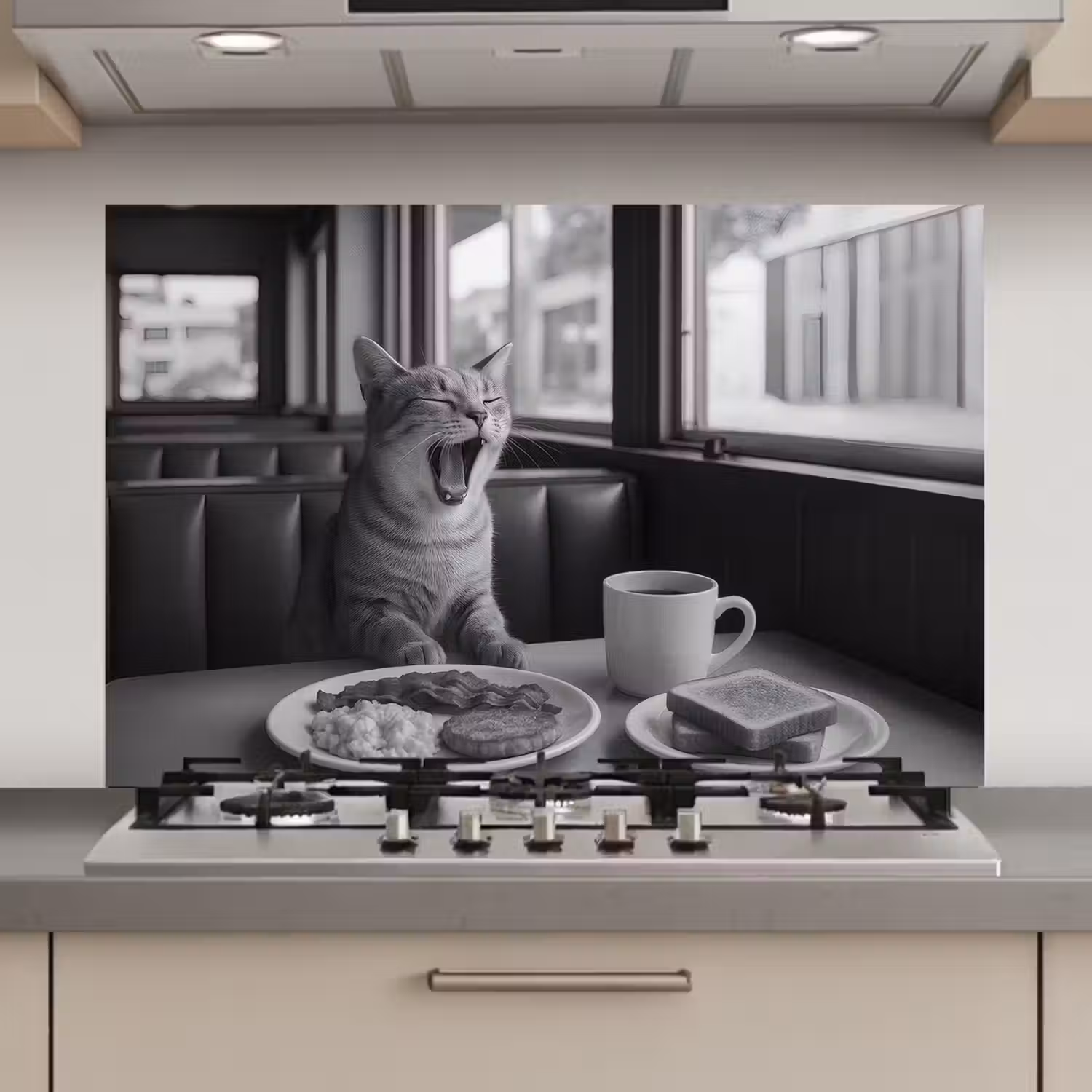 Kat - Koffie - Brood - Zwart keuken achterwand spatscherm klein -3d_website