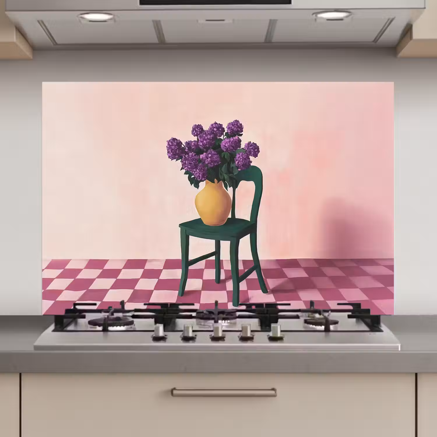 Stoel - Vaas - Bloemen - Geblokt keuken achterwand spatscherm klein -3d_website