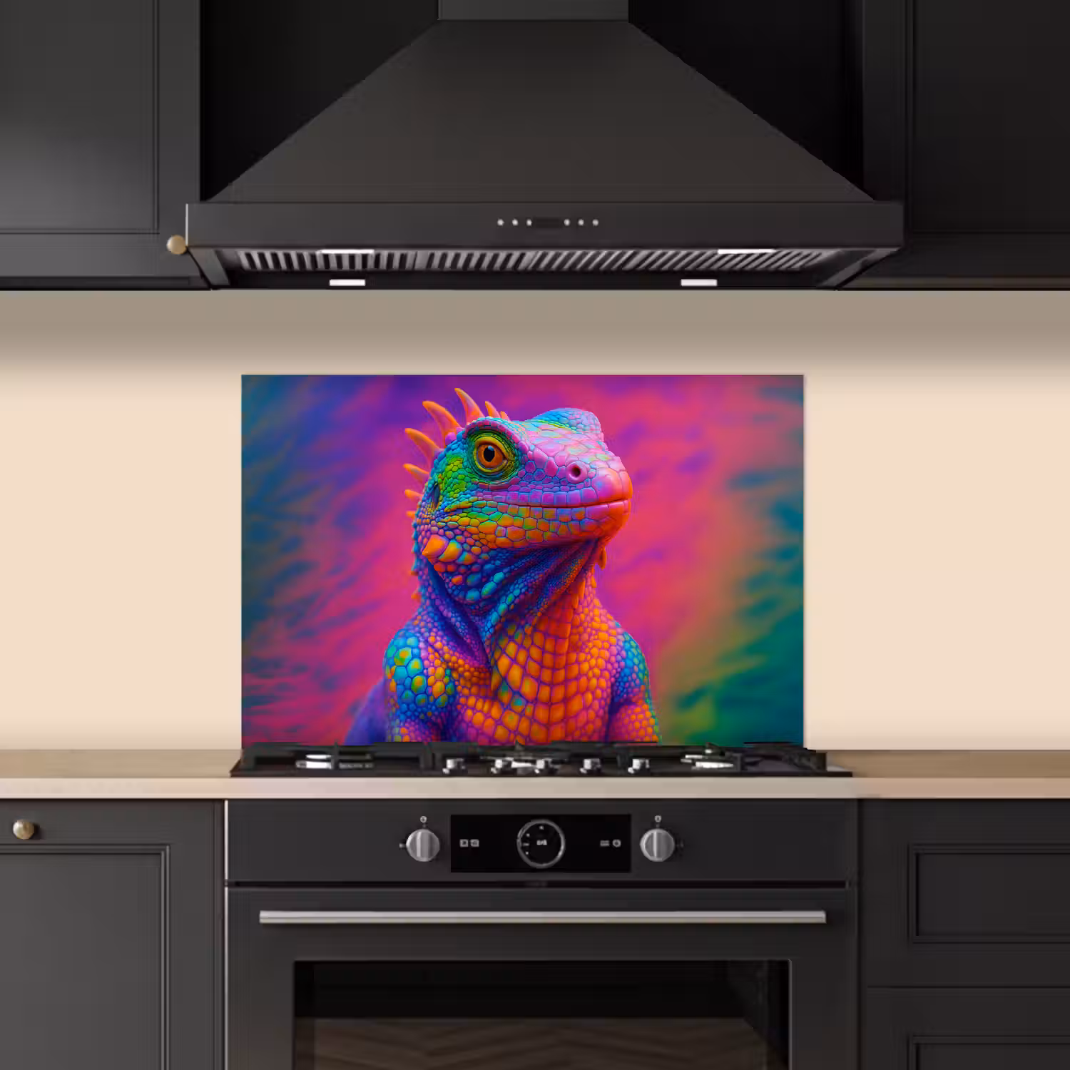 Kameleon - Dieren - Neon - Kleur keuken achterwand spatscherm klein -sfeer1