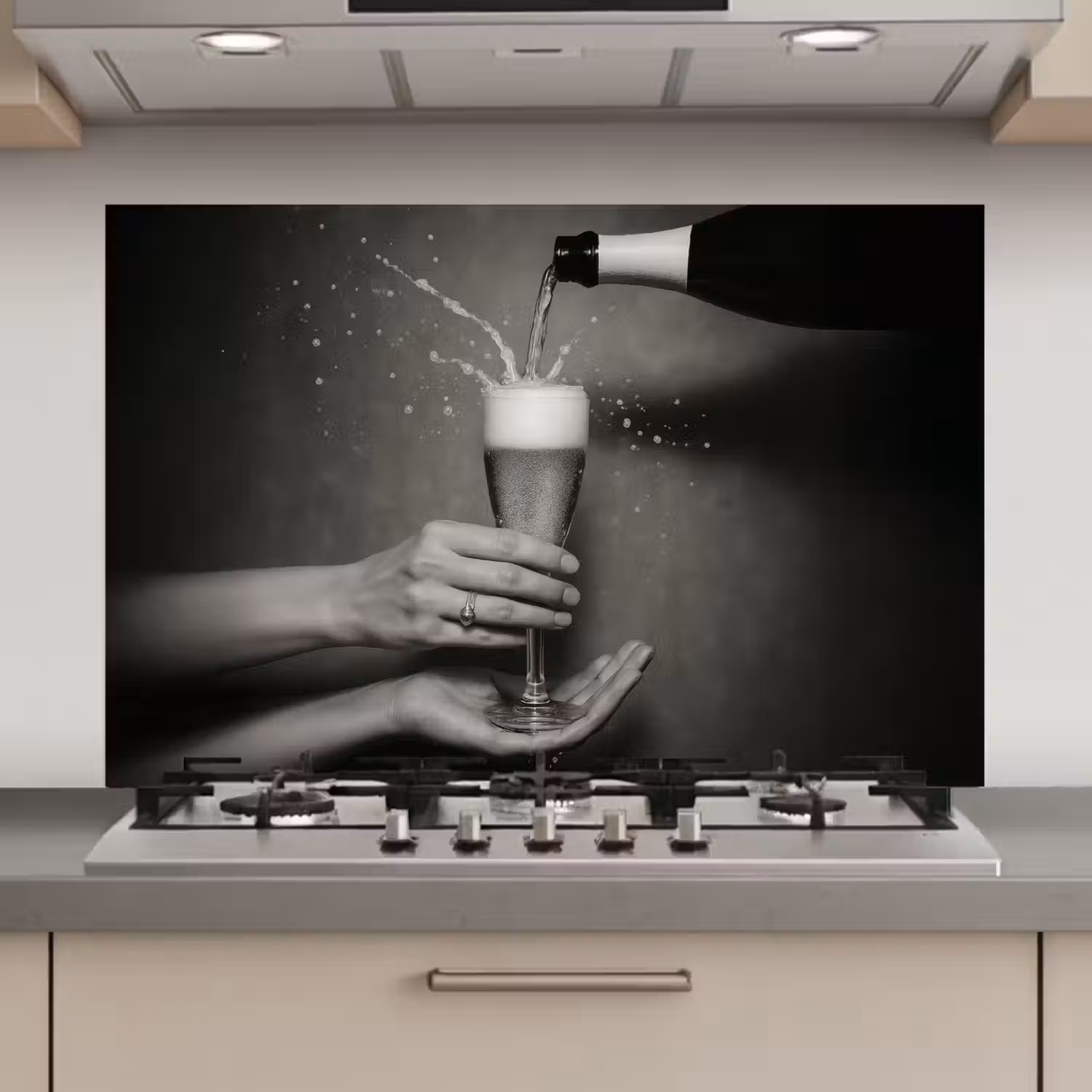 Champagnefles - Glas - Minimalistisch - Spetters keuken achterwand spatscherm klein -3d_website