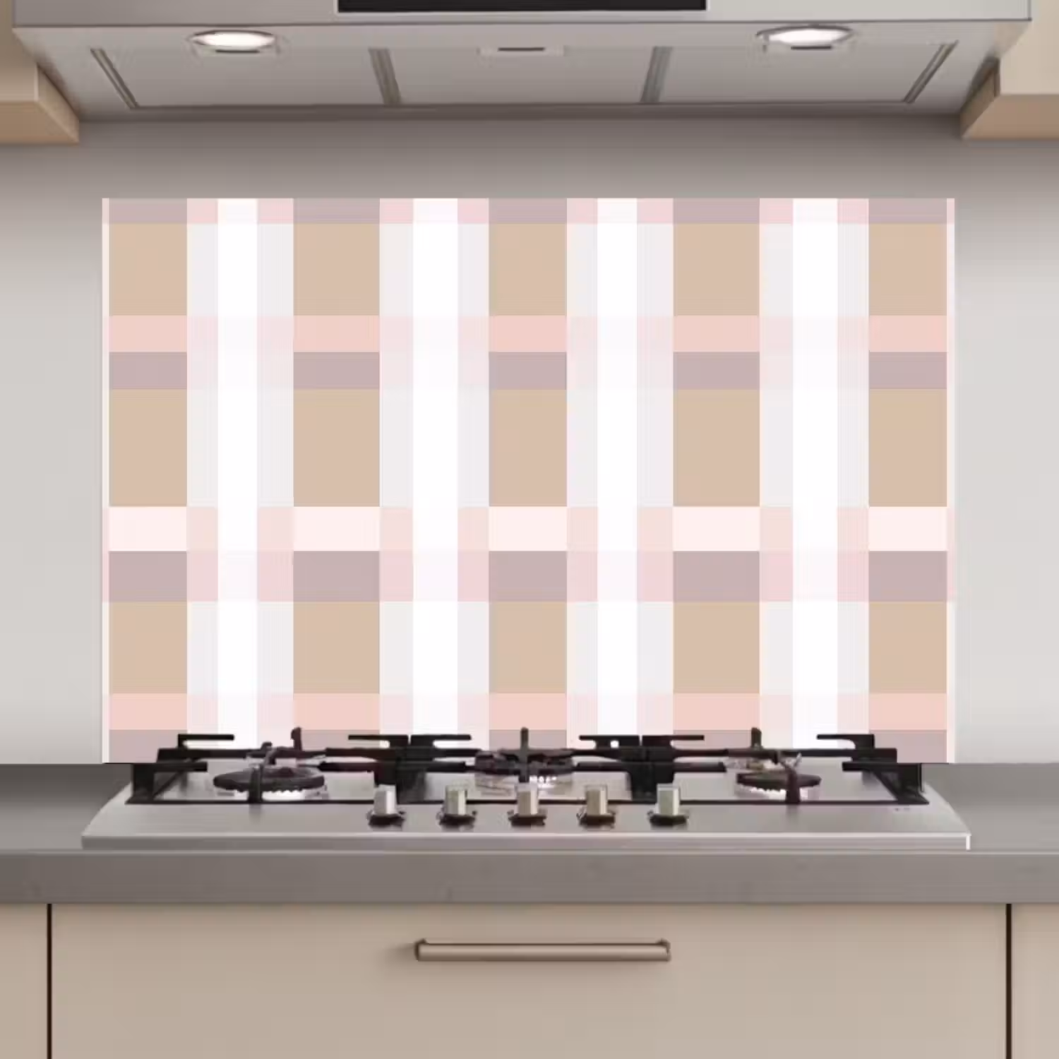 Ruitpatroon - Aardetinten - Minimalistisch keuken achterwand spatscherm klein 900 -3d_website