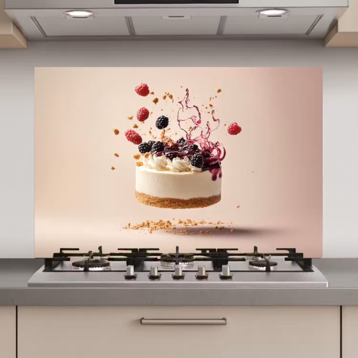 Cheesecake - Eten - Roze - Taart keuken achterwand spatscherm klein -3d_website