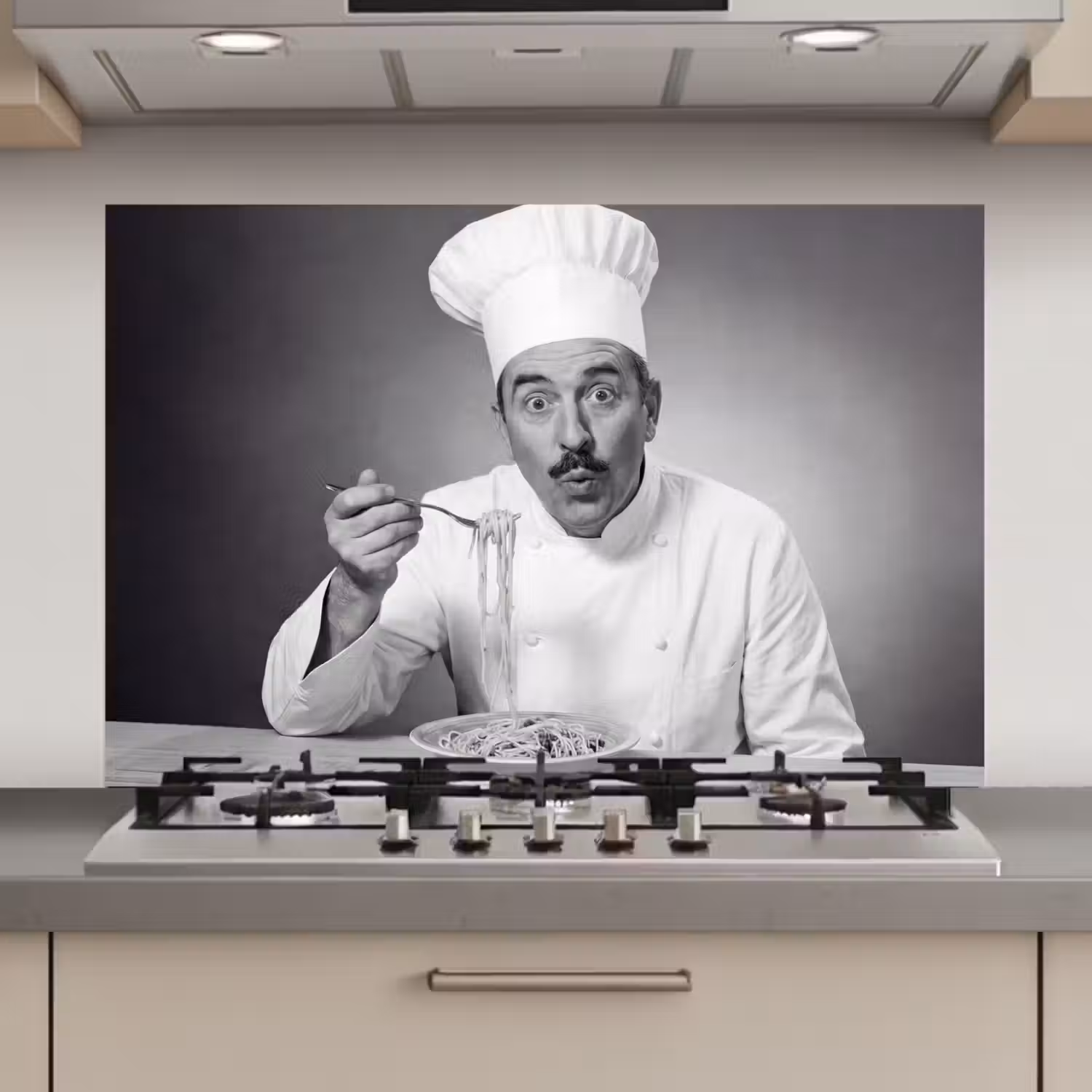 Chef - Spaghetti - Pasta keuken achterwand spatscherm klein -3d_website