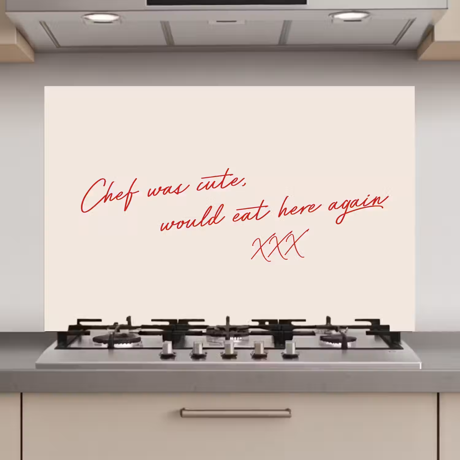 Chef was cute would eat here agian keuken achterwand spatscherm klein -3d_website