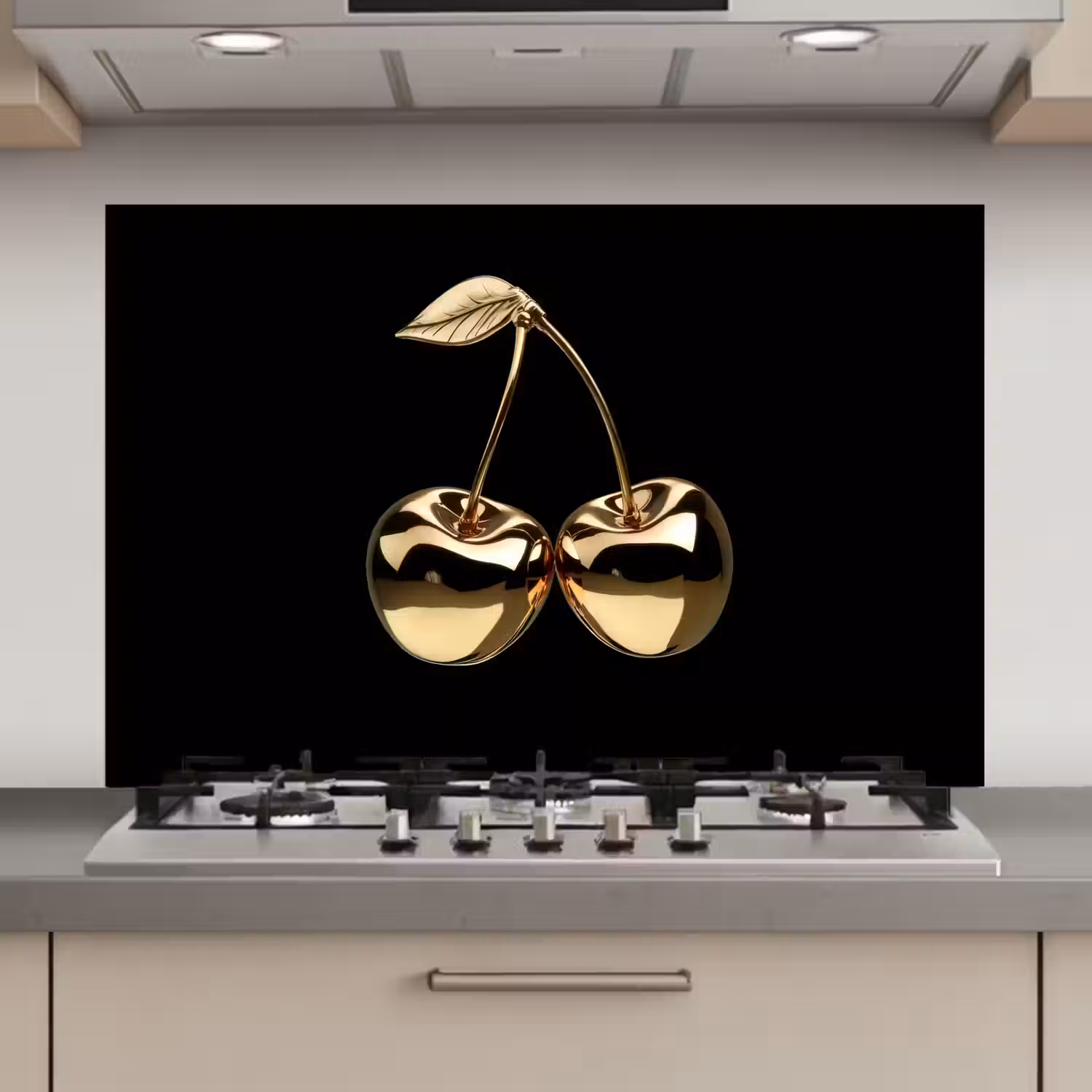 Kersen - Zwart - Goud - Chrome keuken achterwand spatscherm klein -3d_website