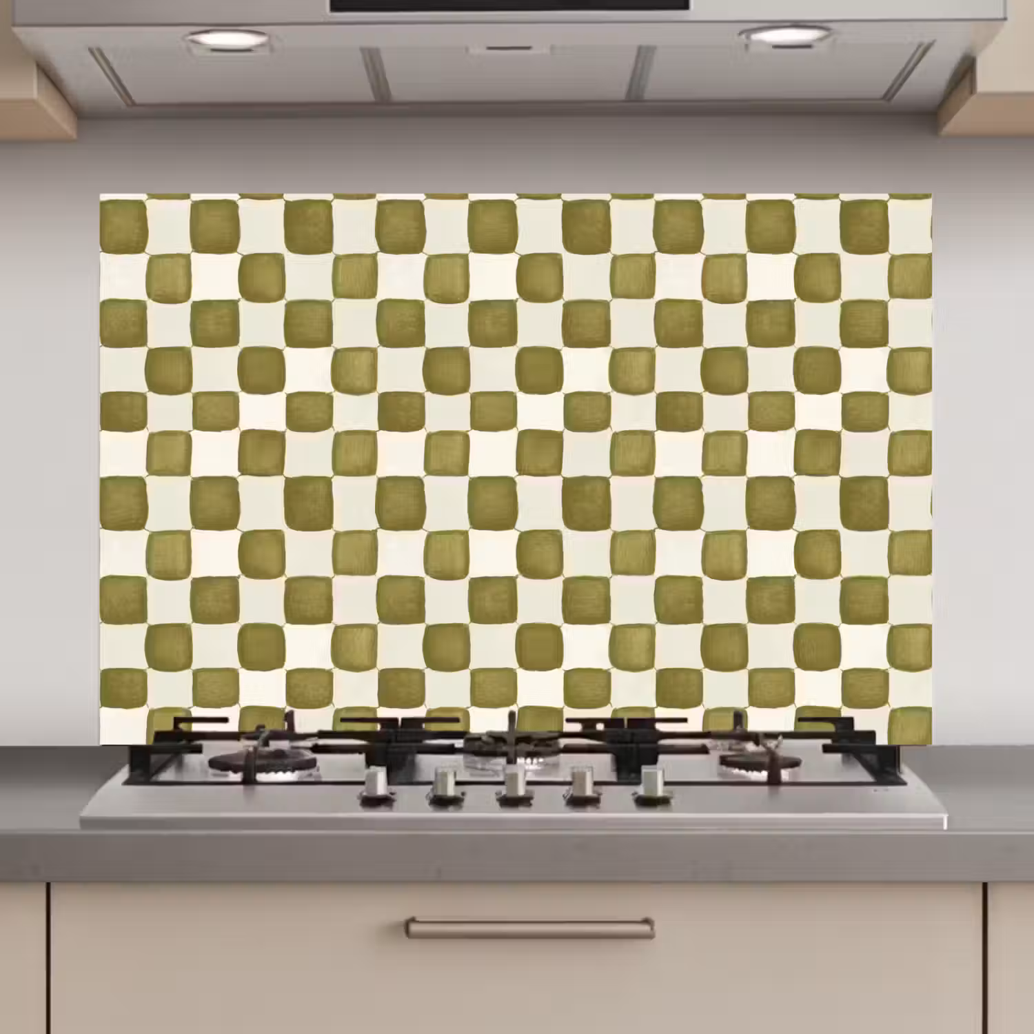 Schaak - Patroon - Groen keuken achterwand spatscherm klein 900 -3d_website