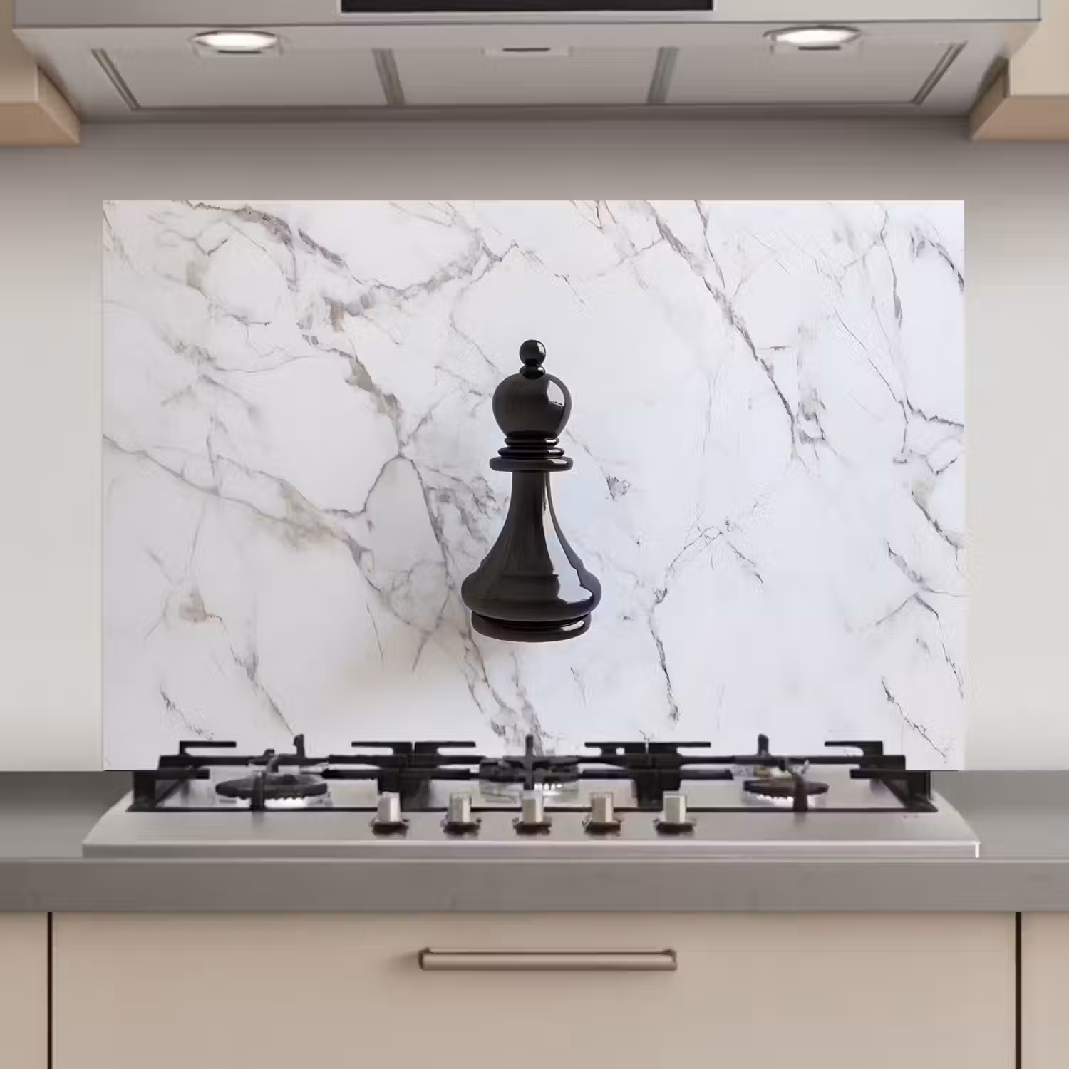 Schaakstuk - Loper - Zwart - Marmer keuken achterwand spatscherm klein -3d_website