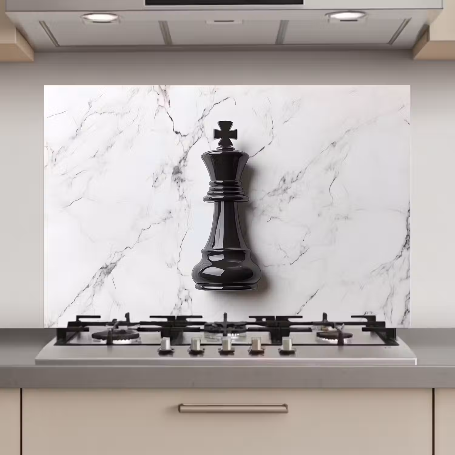 Schaakstuk - Koning - Zwart - Marmer keuken achterwand spatscherm klein -3d_website