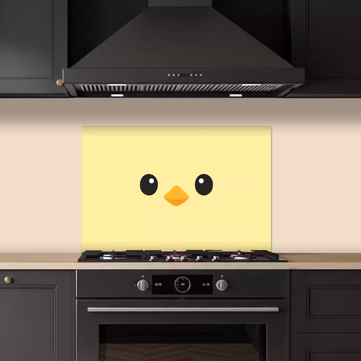 Kuiken - Vrolijk - Geel - Minimalistisch keuken achterwand spatscherm klein -sfeer1
