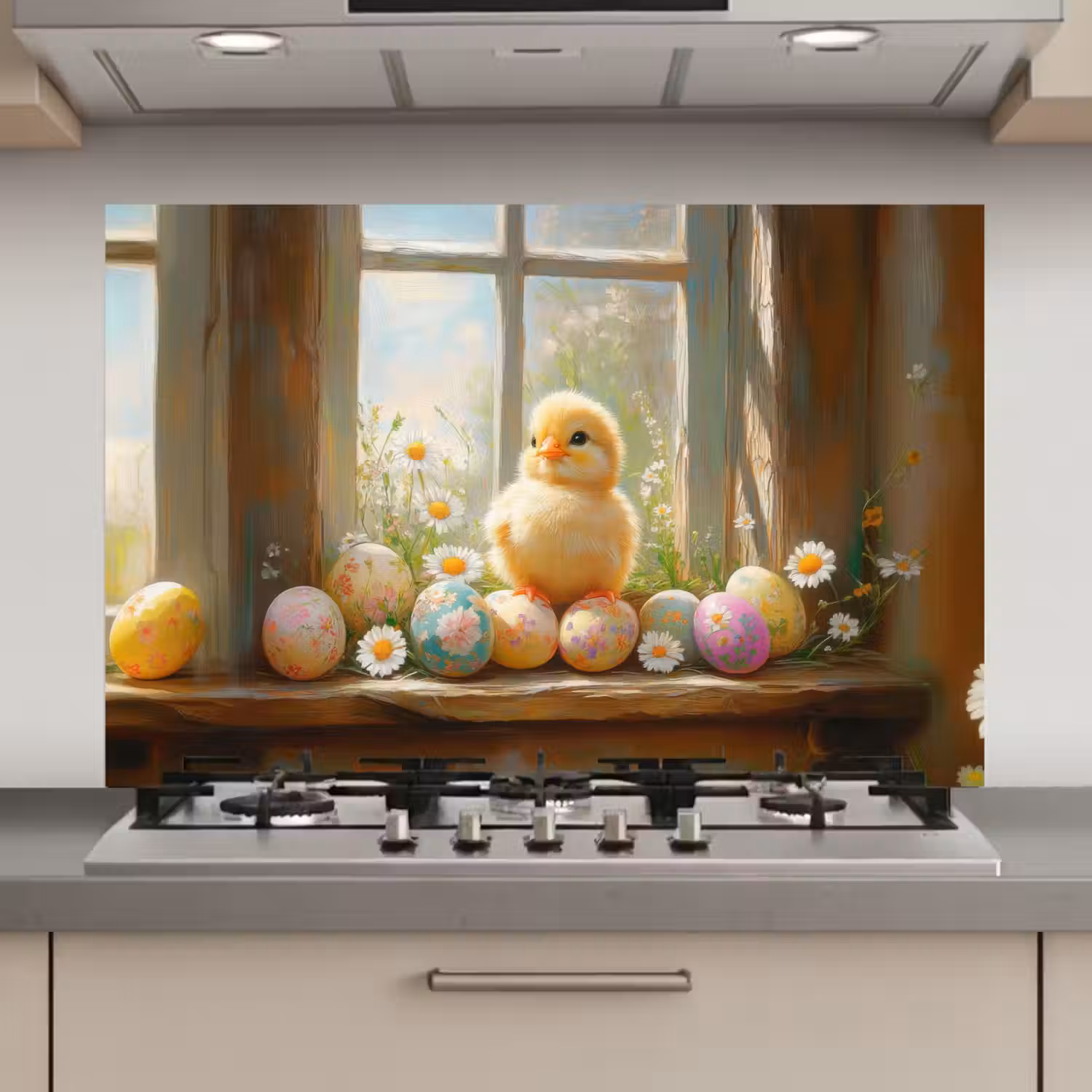Kuiken - Raam - Paaseieren keuken achterwand spatscherm klein -3d_website