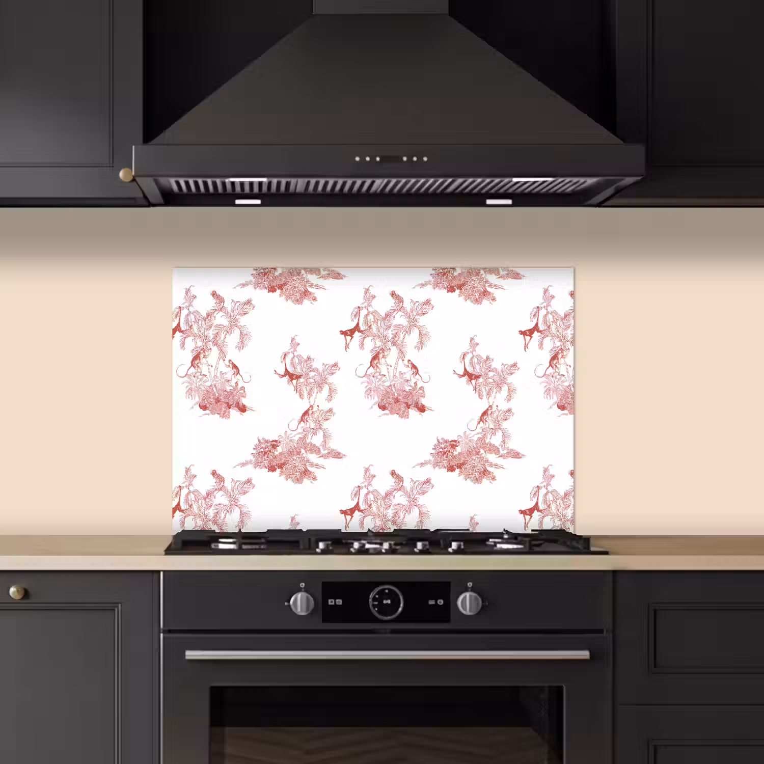 Chimpansee - Beplanting - Rood keuken achterwand spatscherm klein 900 -sfeer1