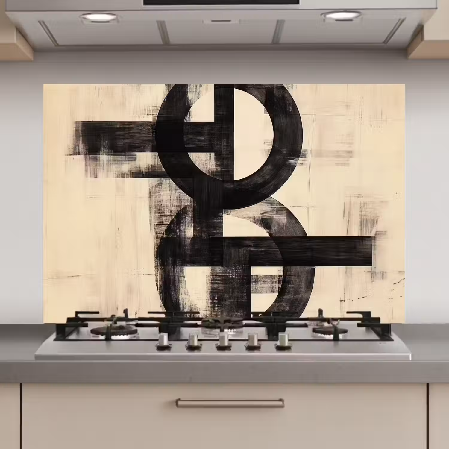 Cirkels - Balken - Zwart - Abstract keuken achterwand spatscherm klein -3d_website
