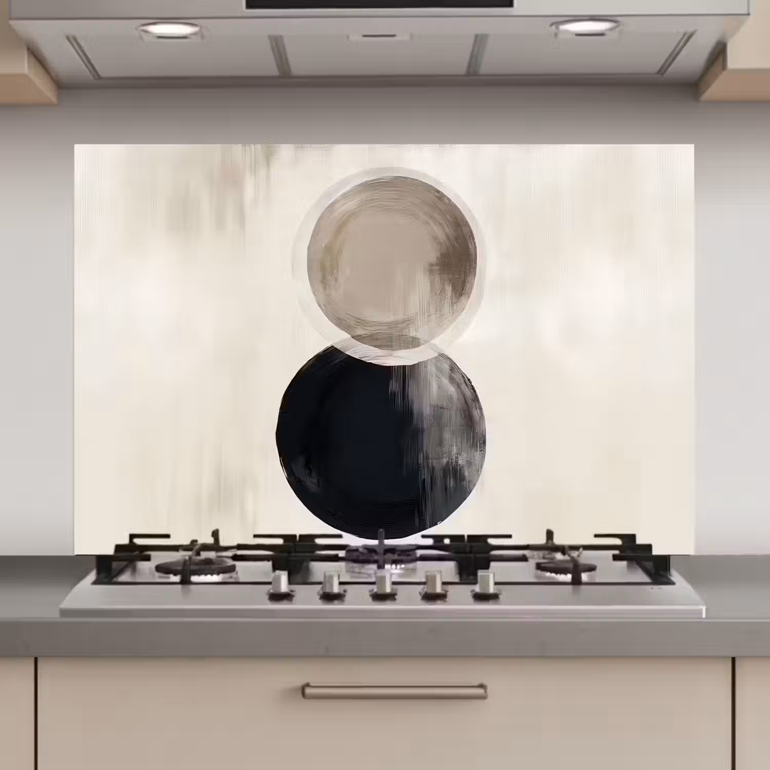 Cirkels - Vorm - Beige - Abstract keuken achterwand spatscherm klein -3d_website