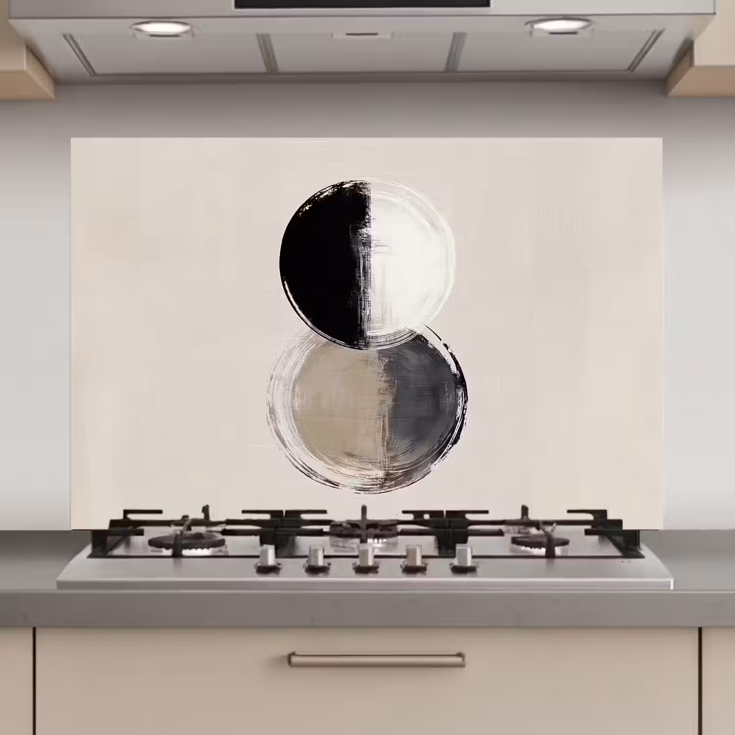 Cirkels - Strepen - Minimalistisch - Zwart keuken achterwand spatscherm klein -3d_website