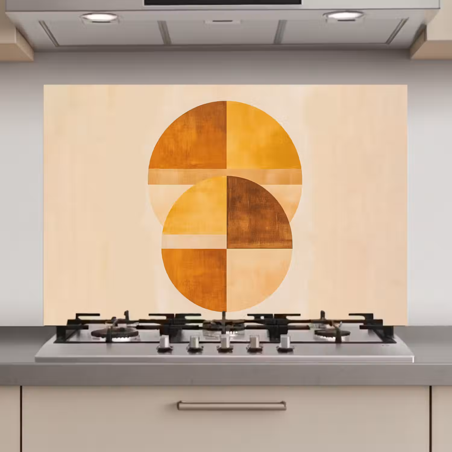 Cirkels - Geel - Minimalistisch keuken achterwand spatscherm klein -3d_website