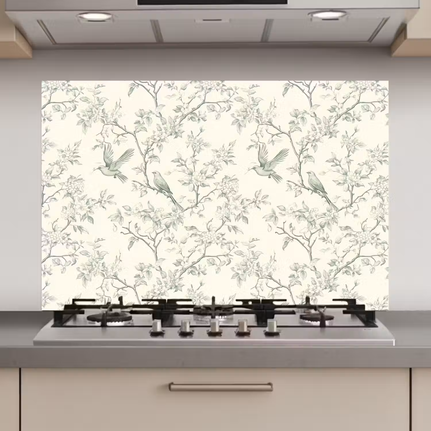 Klassiek - Vogels - Groen keuken achterwand spatscherm klein 900 -3d_website