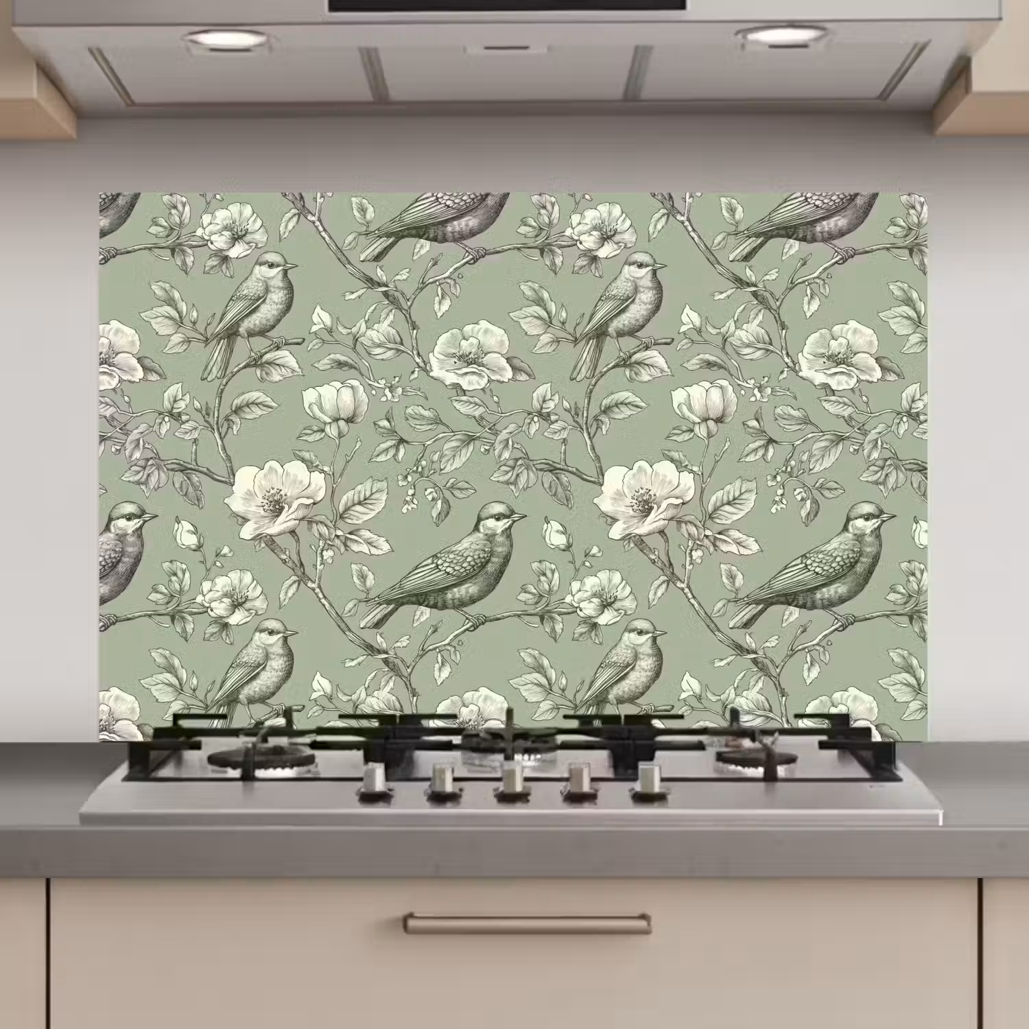 Klassiek - Botanisch - Groen keuken achterwand spatscherm klein 900 -3d_website