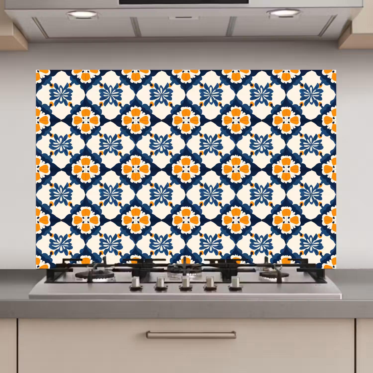 Klassiek - Geometrisch - Blauw keuken achterwand spatscherm klein 900 -3d_website