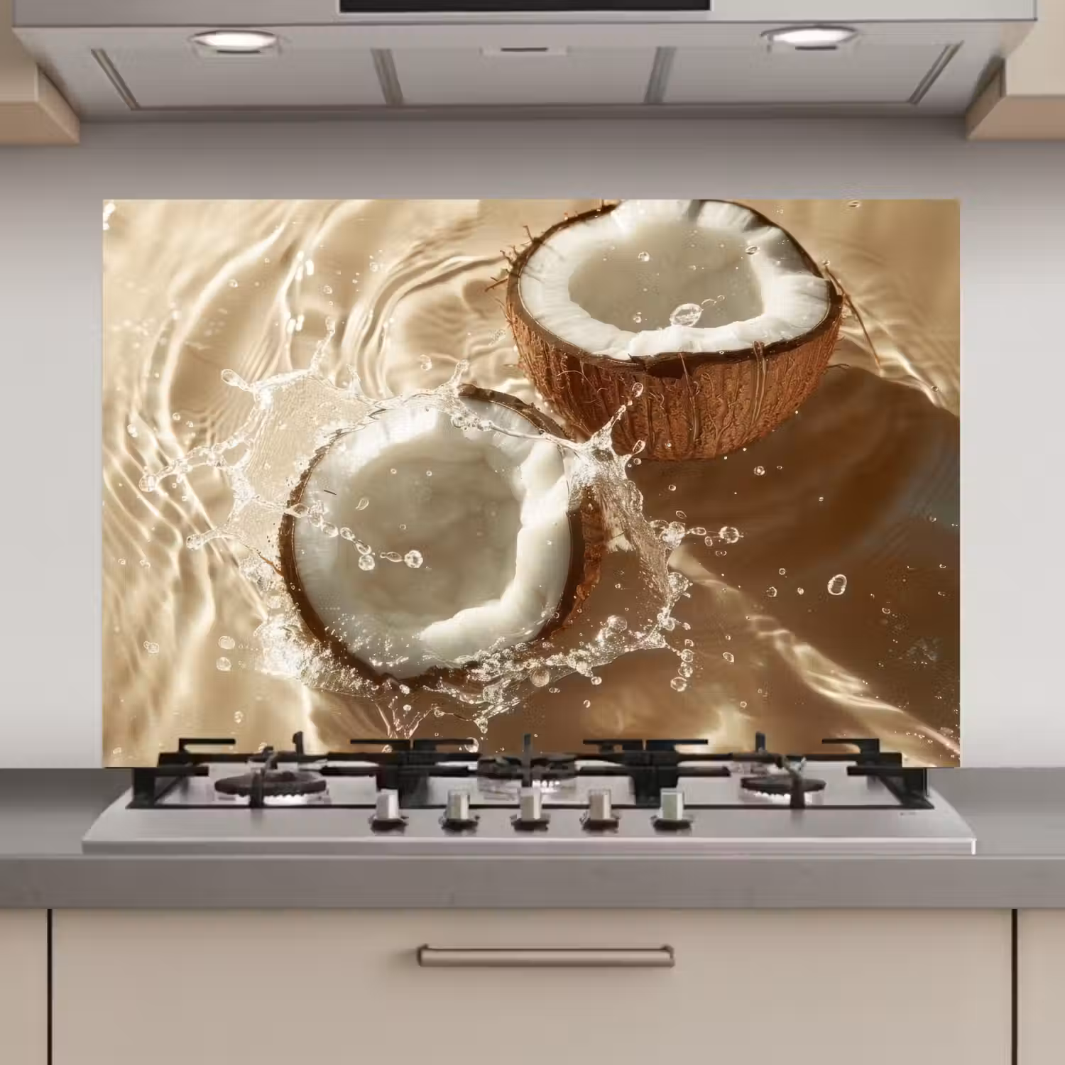 Kokosnoot - Water - Beige - Spetters keuken achterwand spatscherm klein -3d_website
