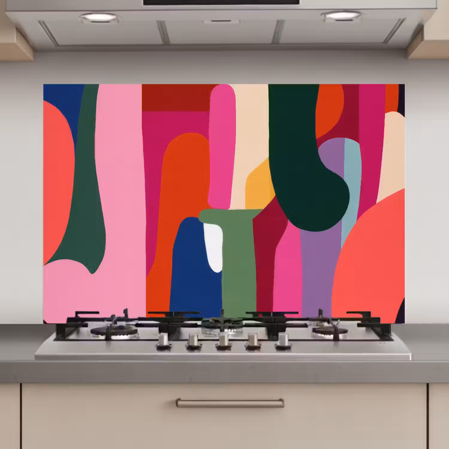 Kleurvakken - Recht - Rond - Abstract keuken achterwand spatscherm klein -3d_website